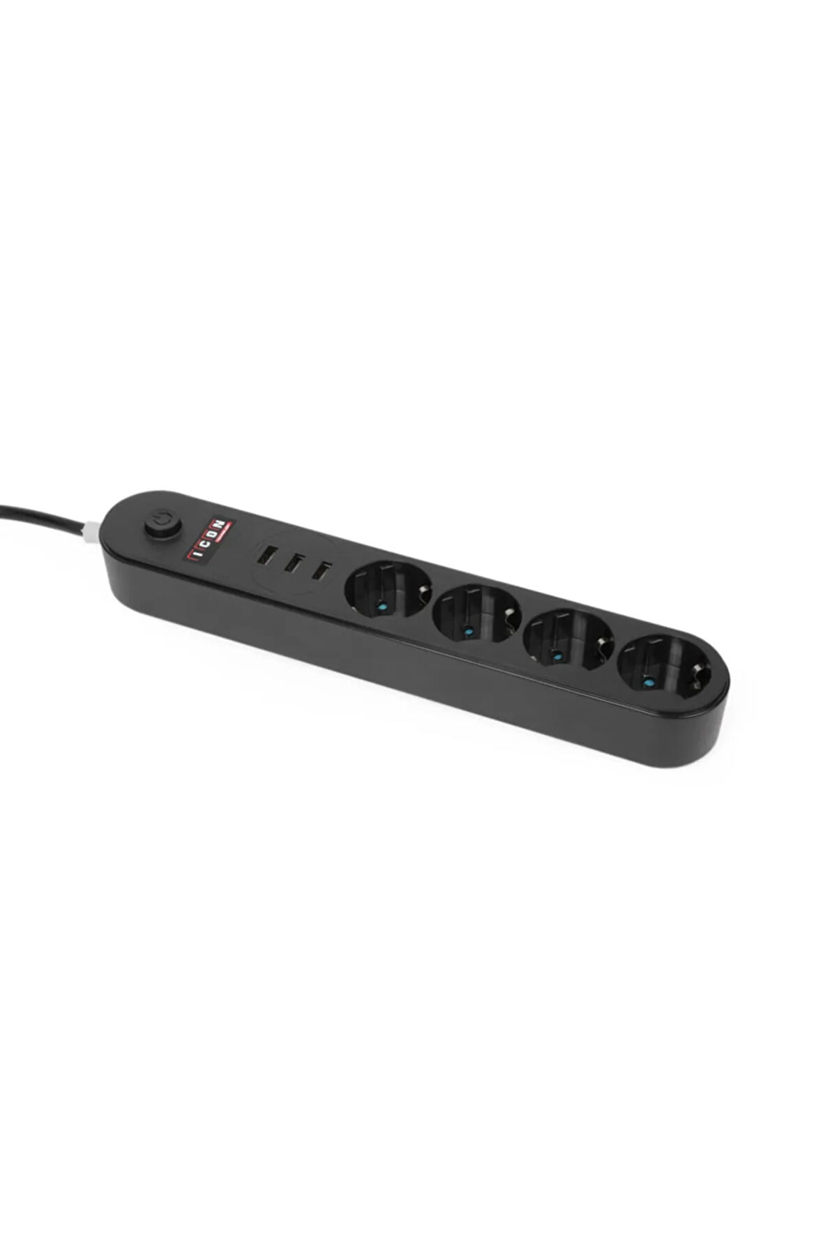 Akım Korumalı 4'lü Priz 3 Port Usb Çoklu Grup Priz 2 Metre Kablo 10a - Siyah