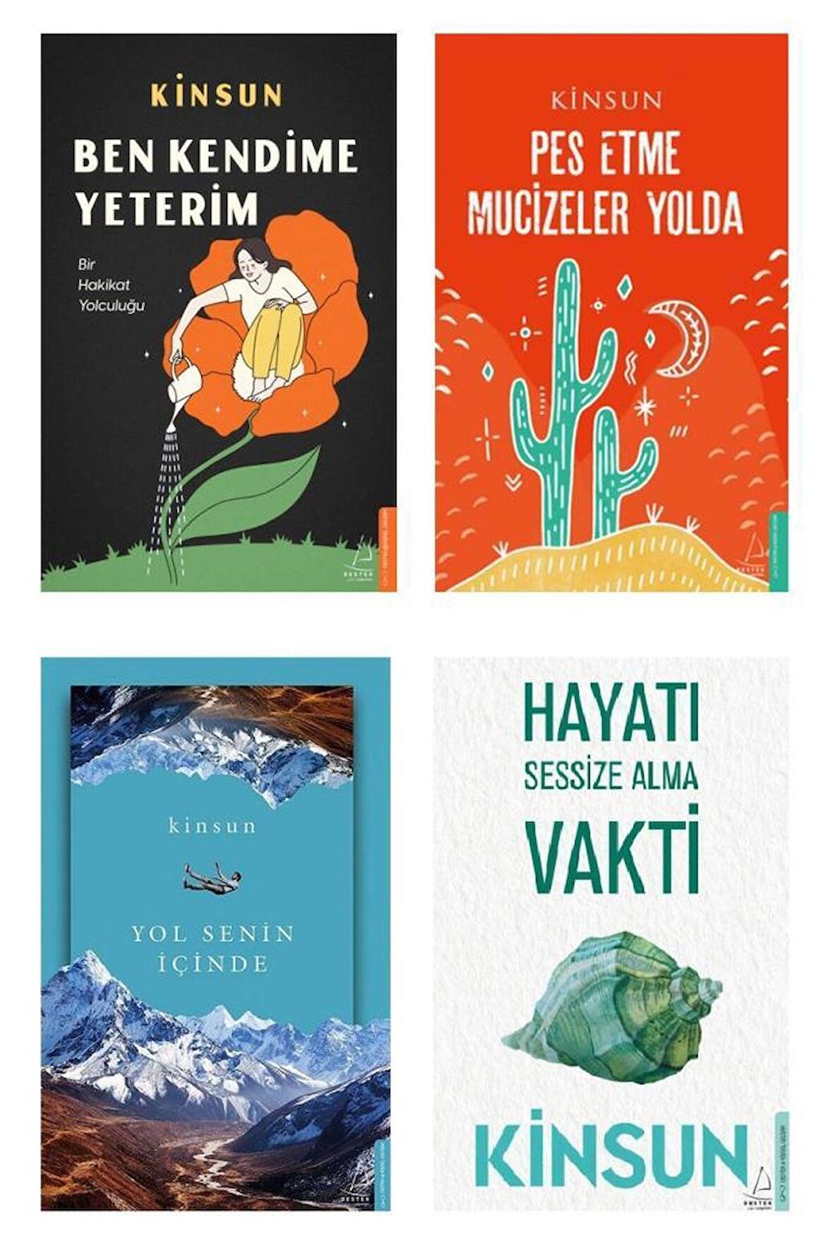 Kinsun Set 4 Kitap (Ben Kendime Yeterim + Pes Etme Mucizeler Yolda + Yol Senin İçinde + Hayatı Sessize Alma Vakti)