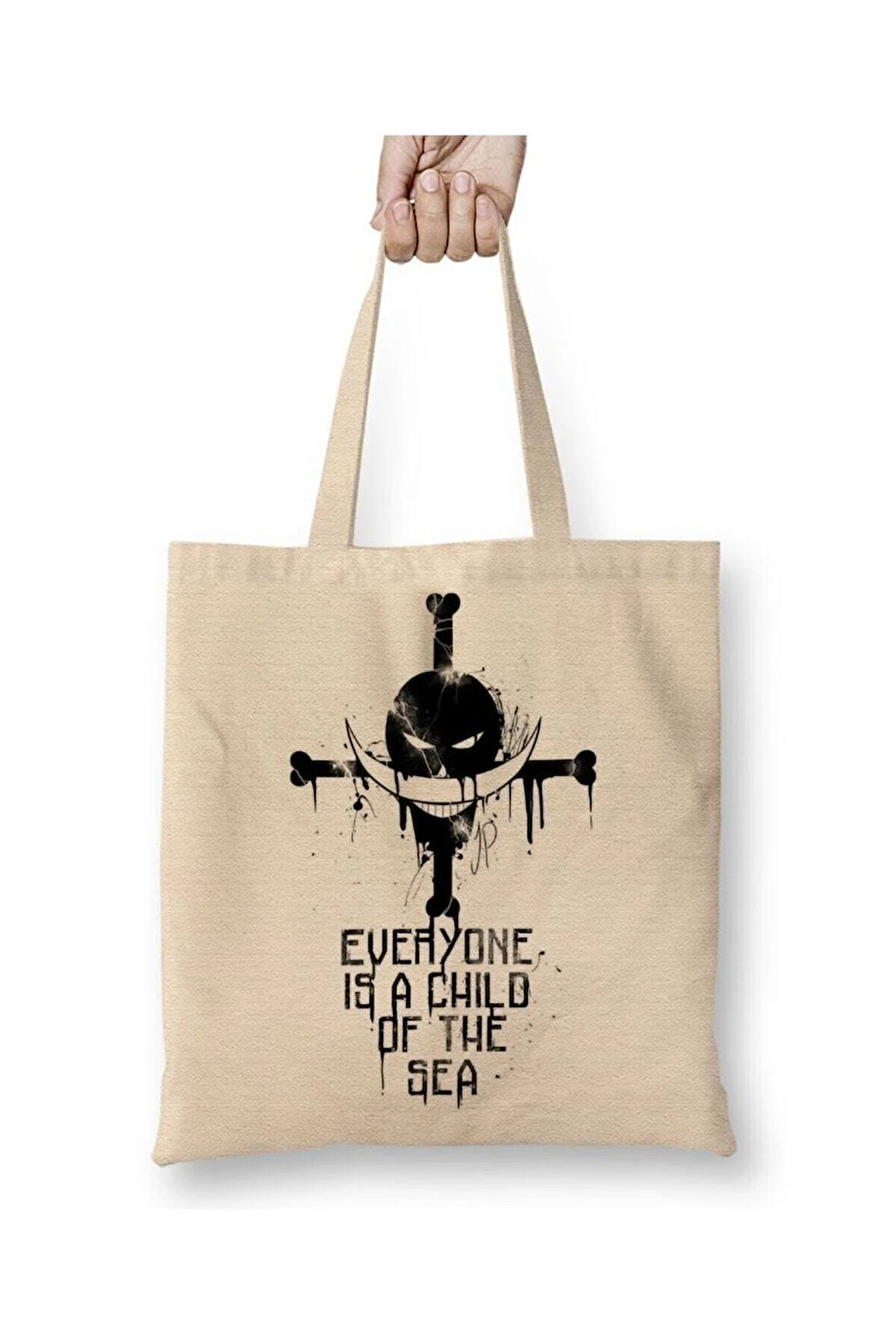 One Piece Child Of The Sea Beyaz Bez Çanta Uzun Saplı Alışveriş Çantası Plaj Çantası