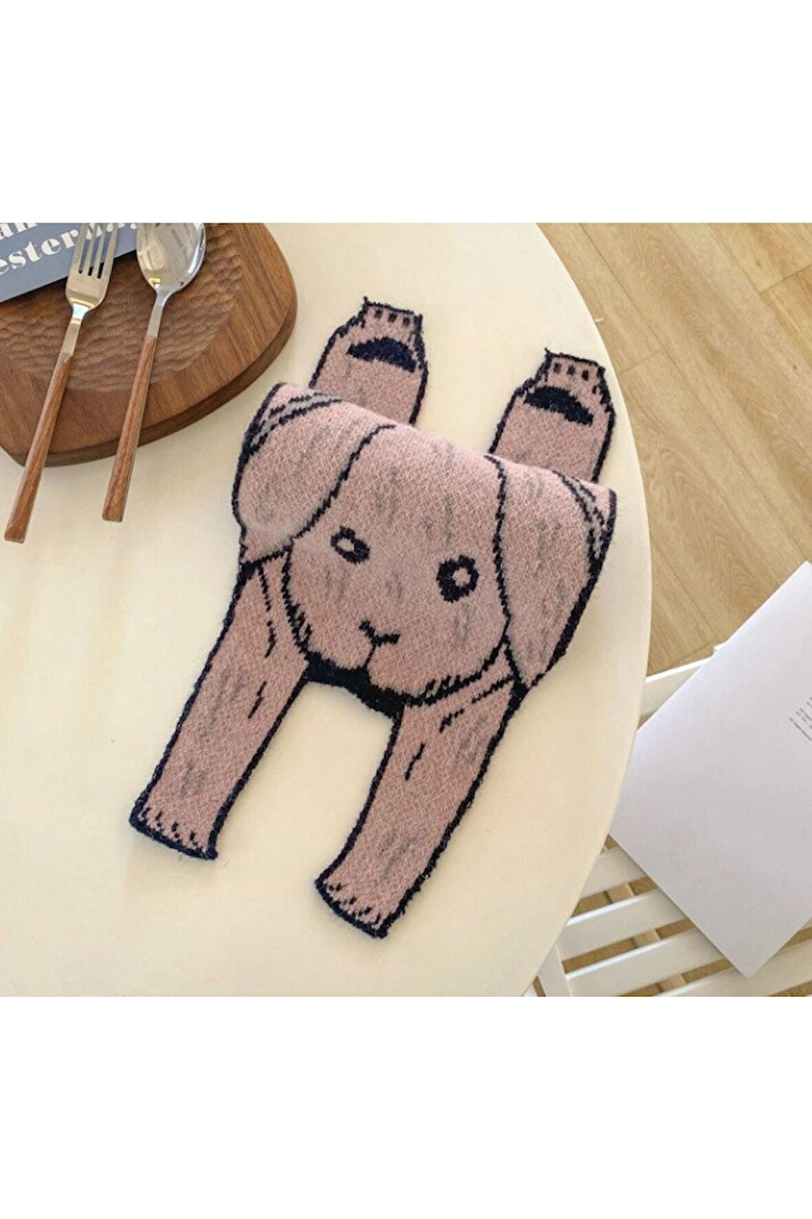 Petityu Şirin Sıcak Tutan Çocuk Atkı - Bunnies In Town Pembe Tavşan