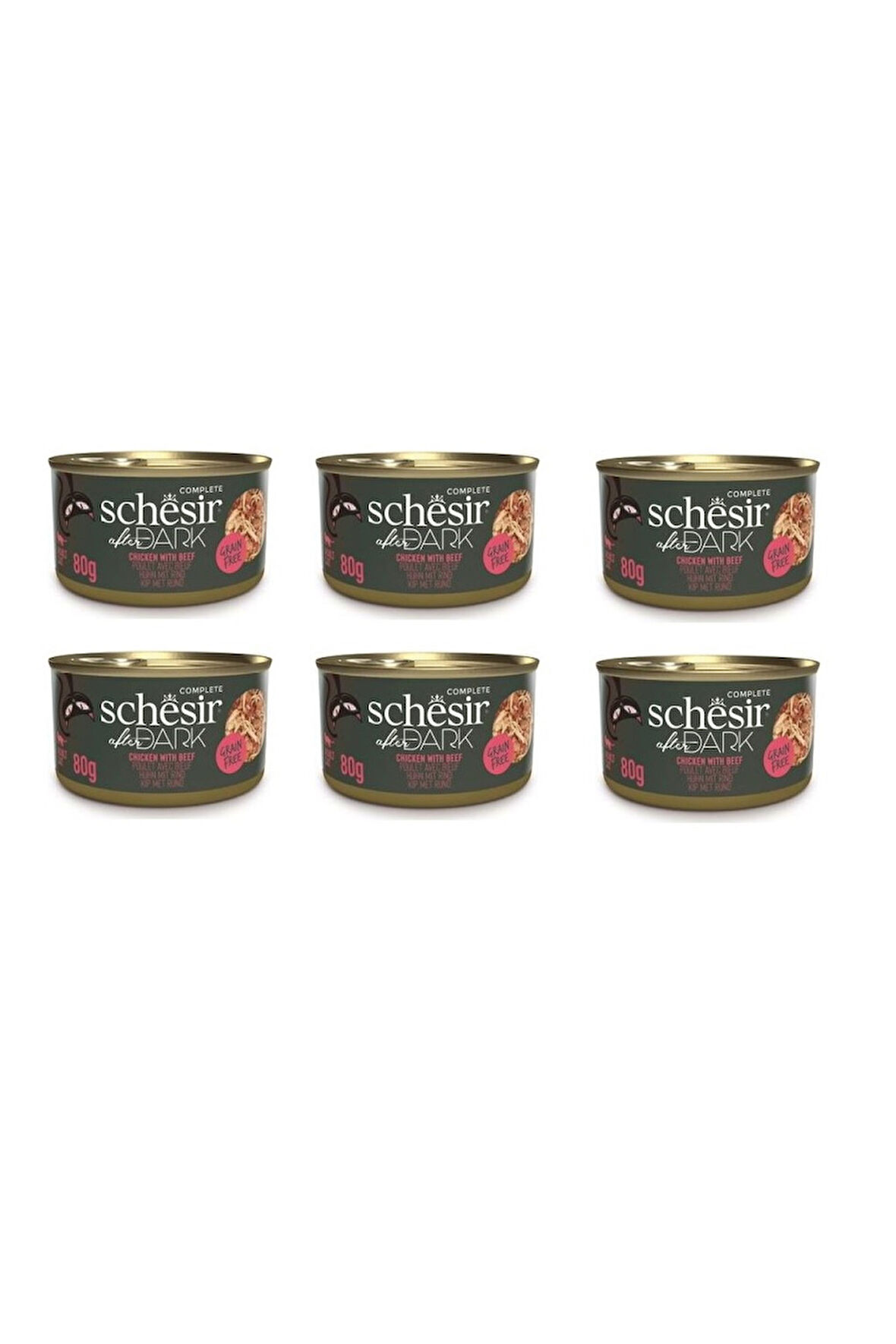 Schesir After Dark Parça Etli Tavuk ve Sığır Etli Kedi Konserve 80 Gr. X 6 Adet