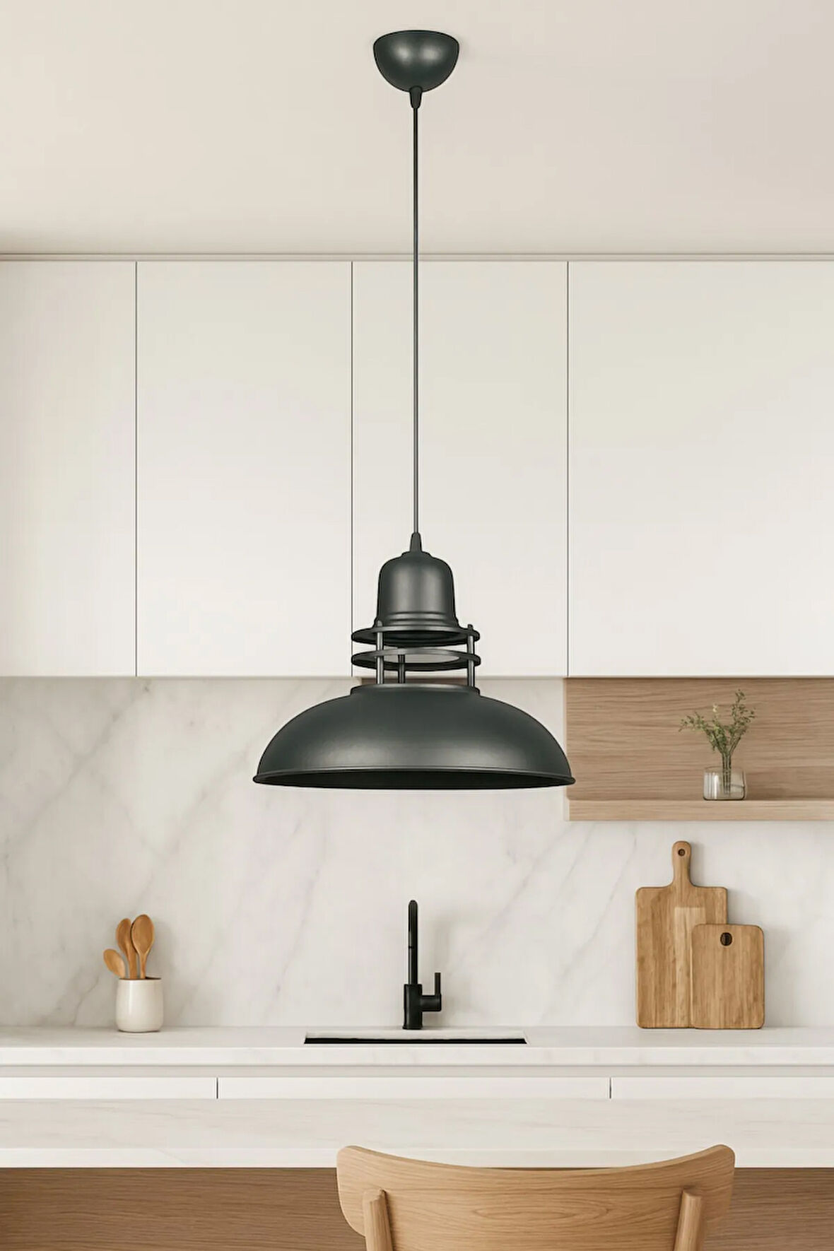 Fener Siyah Özel Tasarım Modern Salon - Mutfak - Cafe Tekli Sarkıt Avize