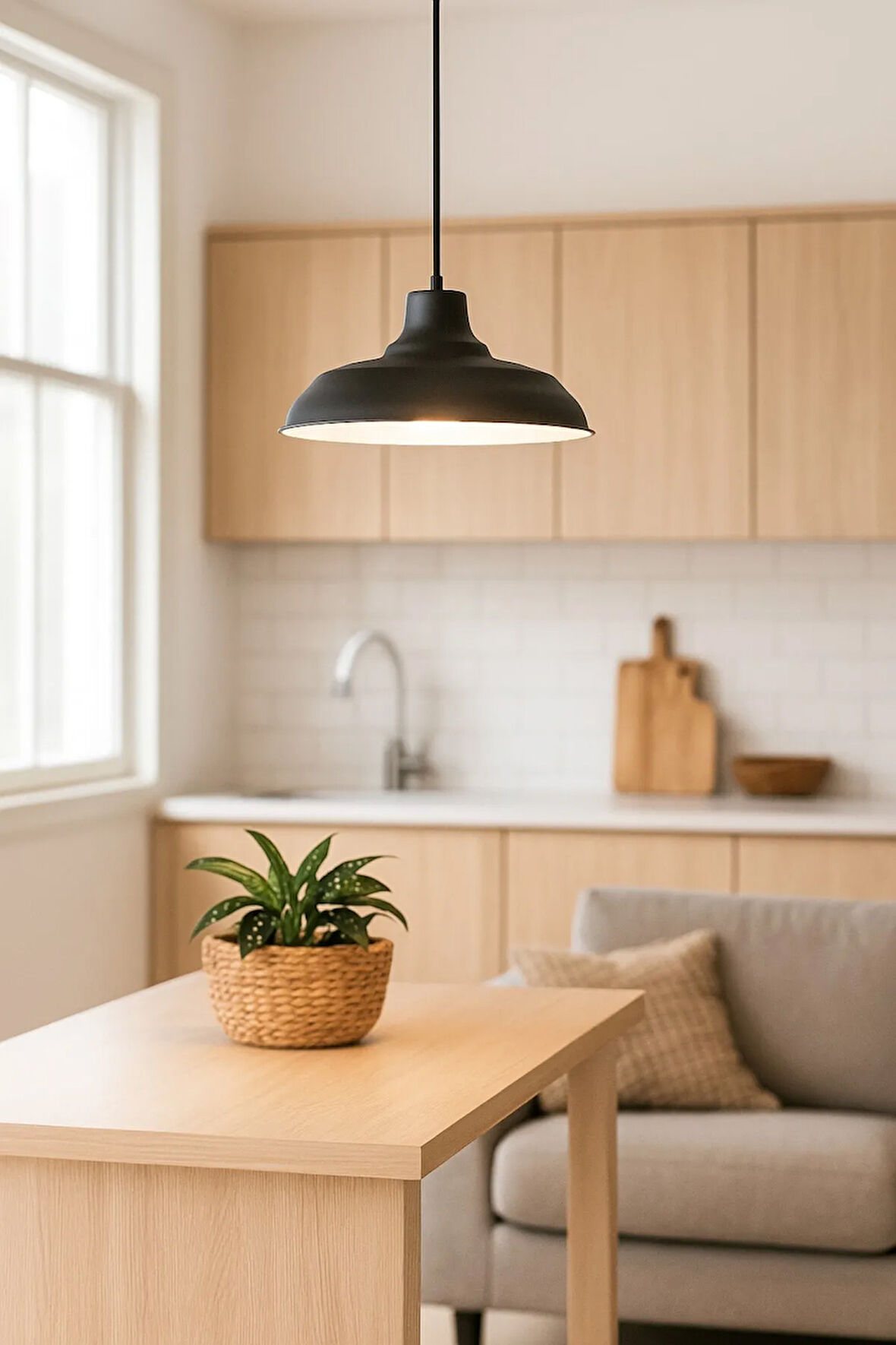 Çakır Siyah içi Beyaz Modern Metal Salon - Mutfak - Cafe Sıvama Tekli Sarkıt Avize