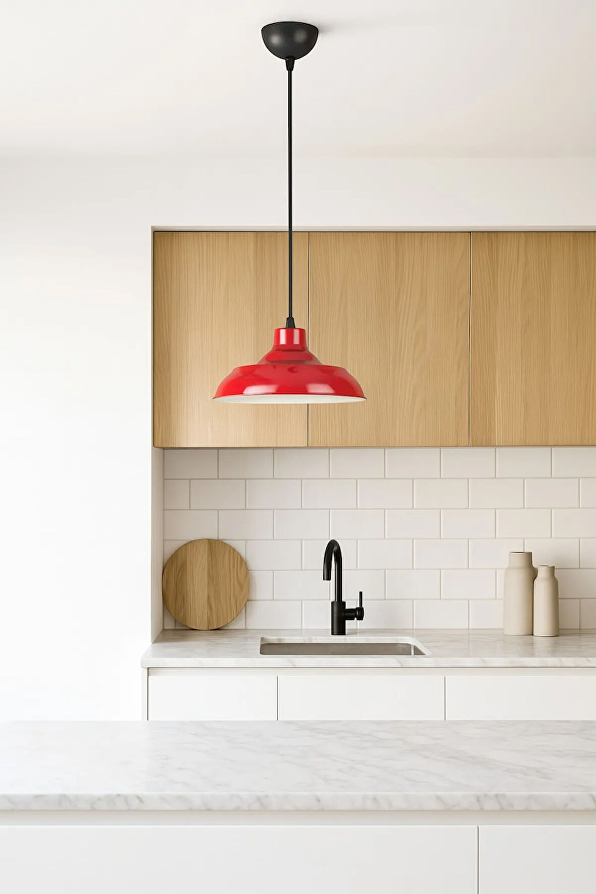 Çakır Kırmızı Modern Metal Salon - Mutfak - Cafe Sıvama Tekli Sarkıt Avize