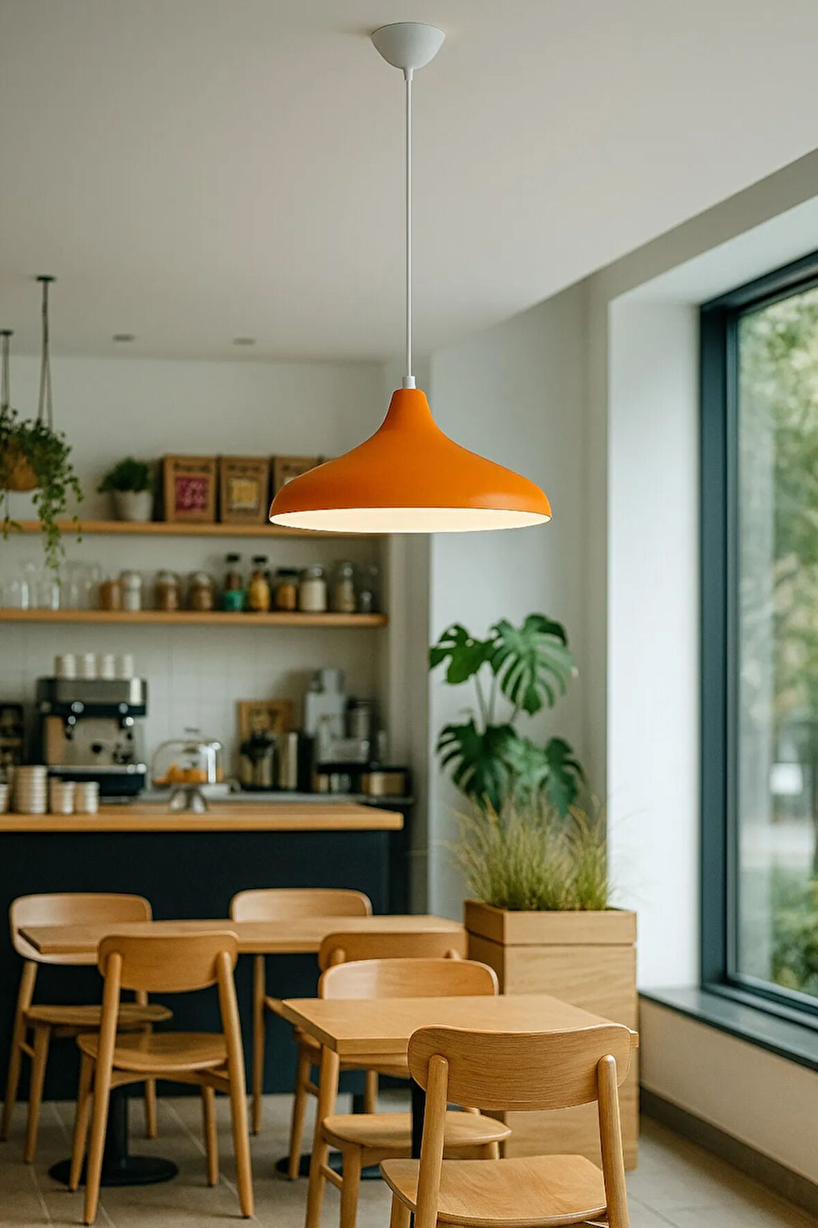 Nil Turuncu Renk Özel Tasarım Modern Dekoratif Cafe Sarkıt Cafe - Mutfak Tekli Avize