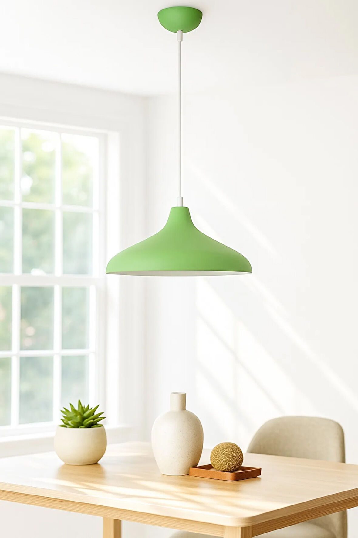 Nil Yeşil Içi Beyaz Renk Özel Tasarım Modern Dekoratif Cafe Sarkıt Cafe - Mutfak Tekli Avize