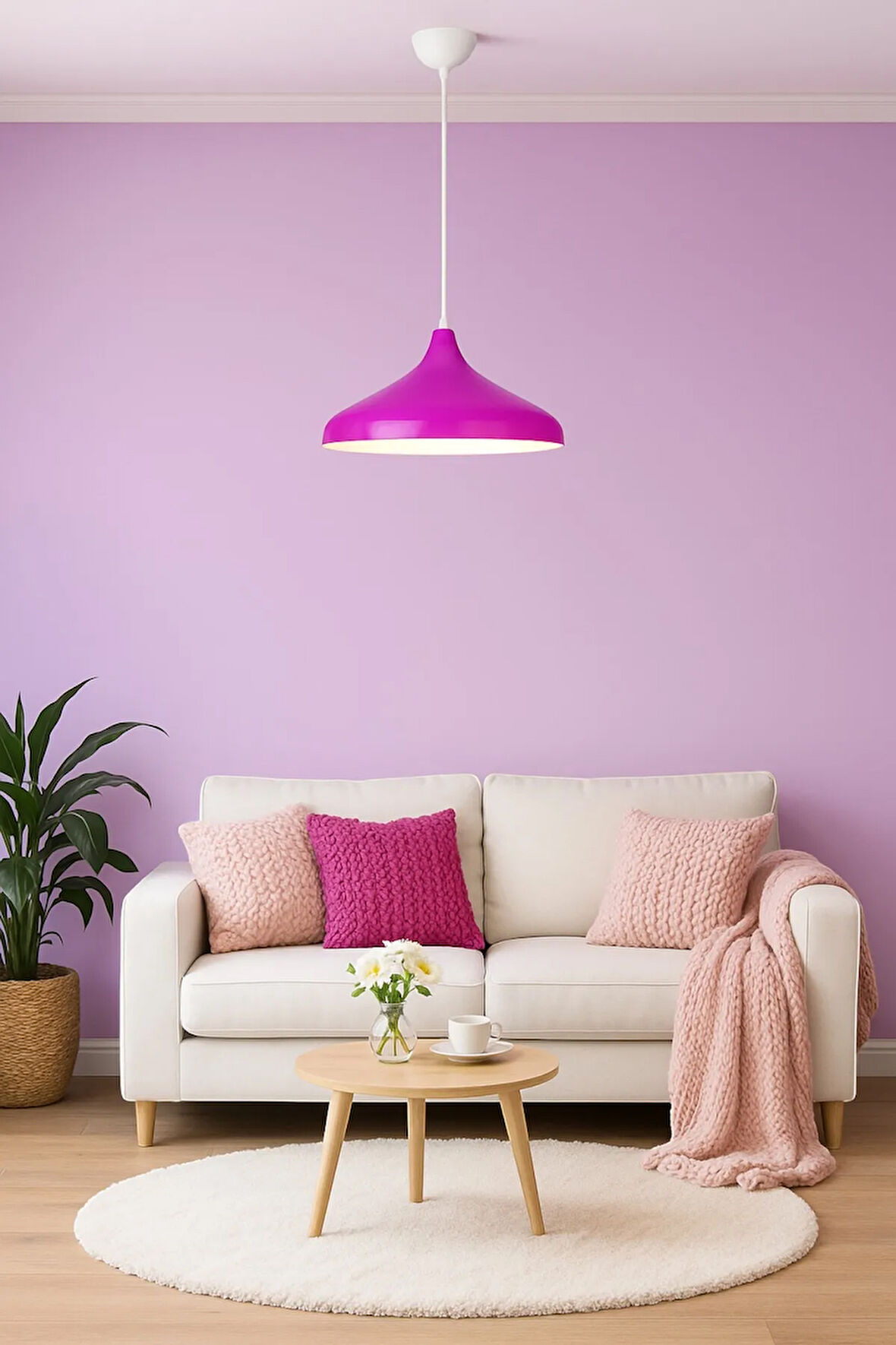 Nil Fuşya Renk Özel Tasarım Modern Dekoratif Cafe Sarkıt Cafe - Mutfak Tekli Avize