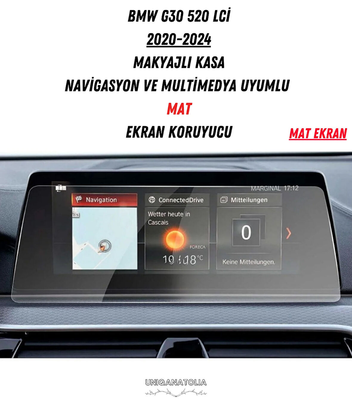 Bmw G30 520 Lci 2020-2024 Makyajlı Kasa Multimedya Uyumlu Mat Ekran Koruyucu