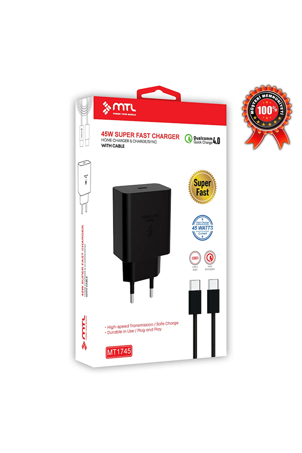 Samsung Galaxy A56 5g Uyumlu Süper Hızlı Pd Type-C To Type-C ve 45W Şarj Seti MT-A1745