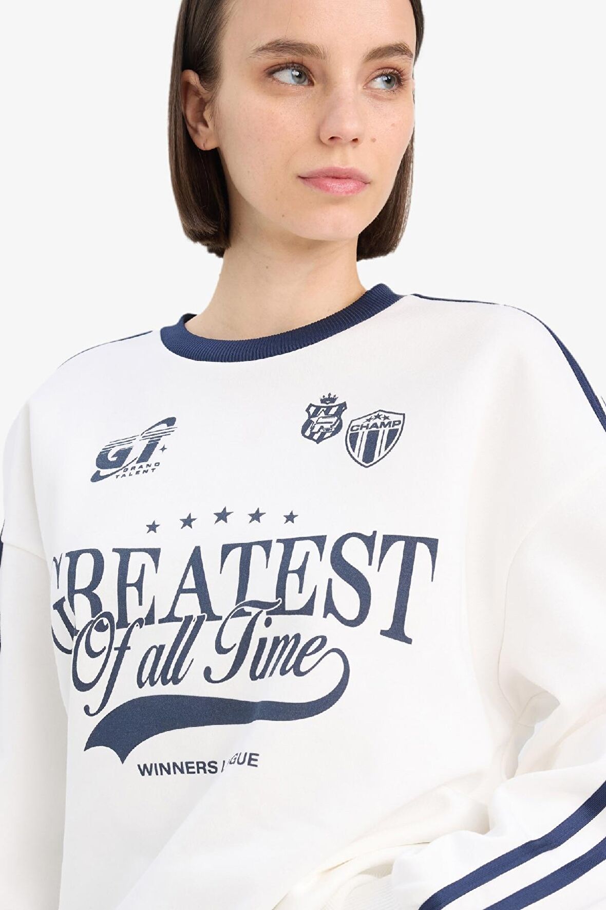 DeFacto Coool Oversize Geniş Kalıp Bisiklet Yaka Baskılı Kalın Kumaş Sweatshirt D5957AX25SPWT32