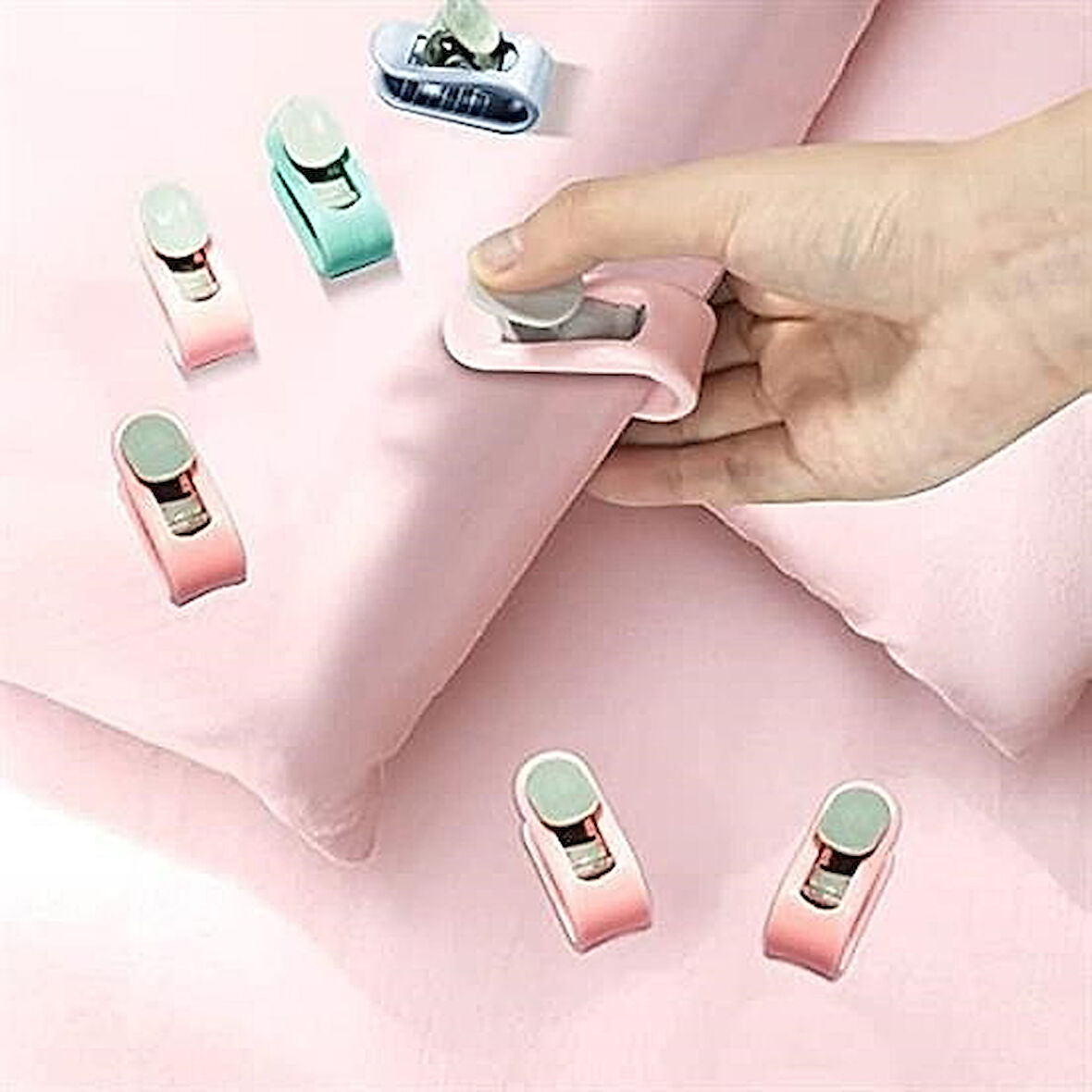 4 Adet İğnesiz Yorgan Çarşaf Perde Tutucu Sabitleyici Kaydırmaz Klips