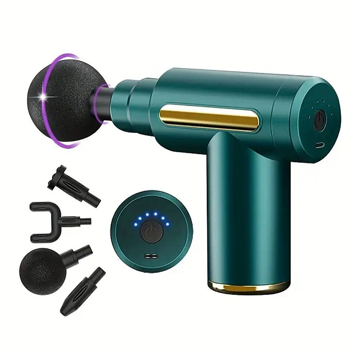 4 Başlıklı Şarjlı Mini Masaj Tabancası, Titreşimli Kas Gevşetme ve Masaj Aleti