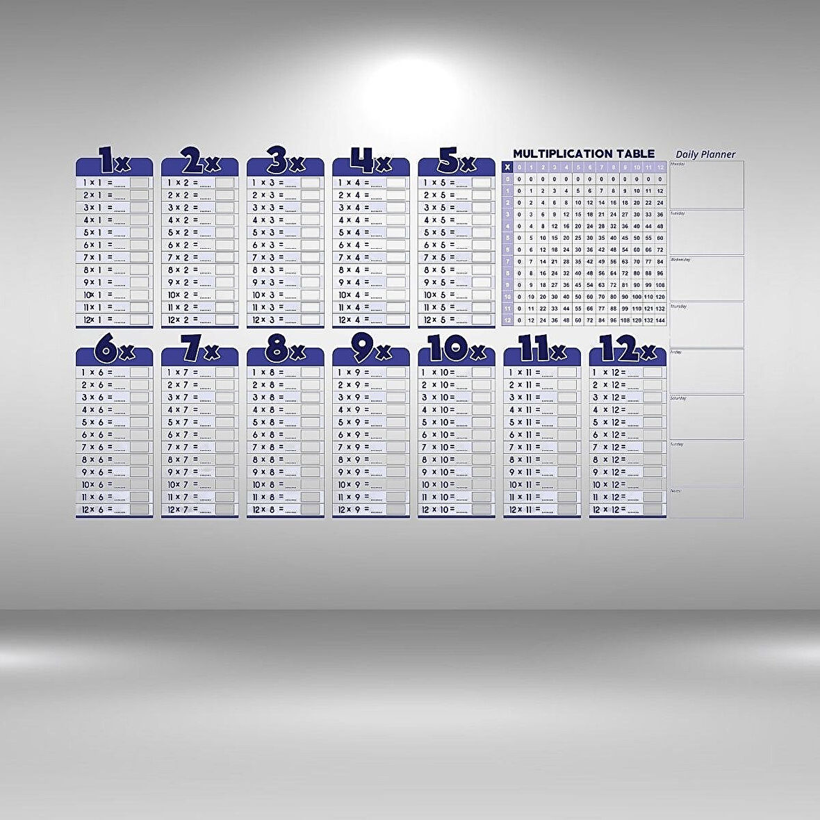 100x56 cm Statik Akıllı Kağıt İngilizce Çarpım Tablosu Silgili Kalemli