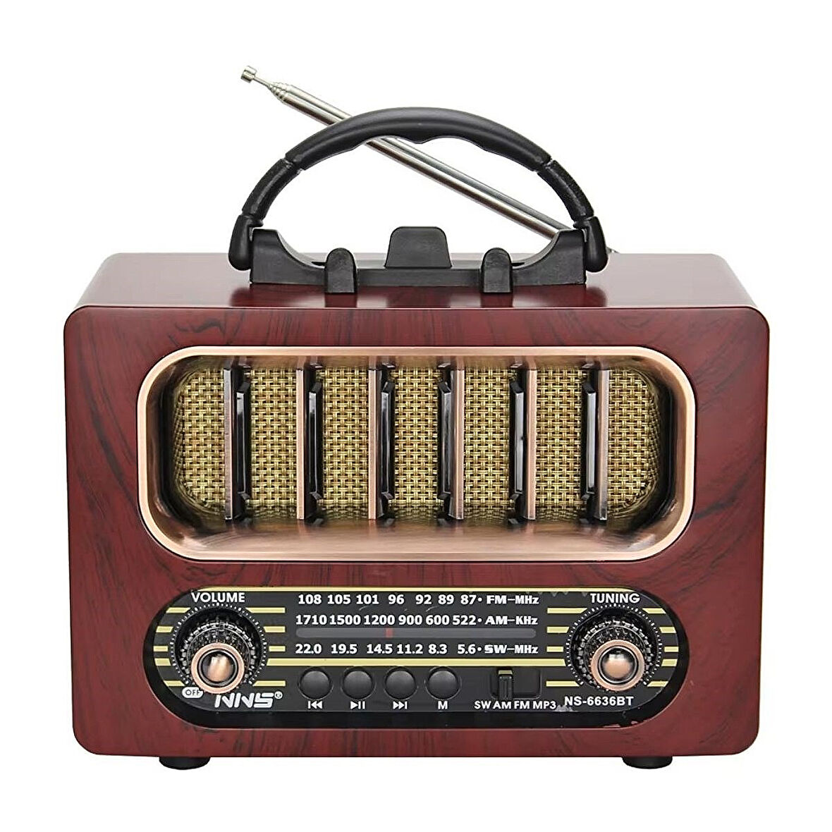 Orta Boy Retro Ahşap Tasarım Radyo (Şarjlı, Taşınabilir, Bluetooth Hoparlörlü FM/AM)