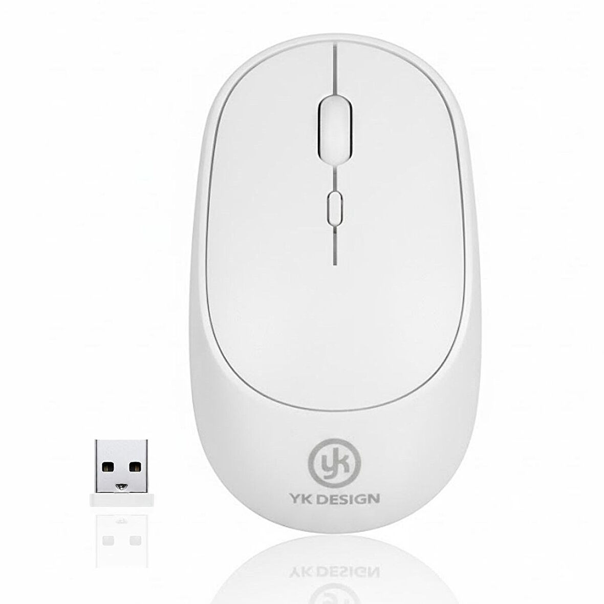 Ergonomik Sessiz Kablosuz Mouse Beyaz (USB Alıcılı Ofis ve Oyun Faresi)