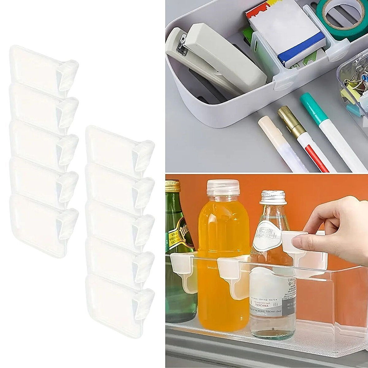 10’lu Şeffaf Buzdolabı Yan Kapı Düzenleyici Dolap İçi Bölümleyici Aparat