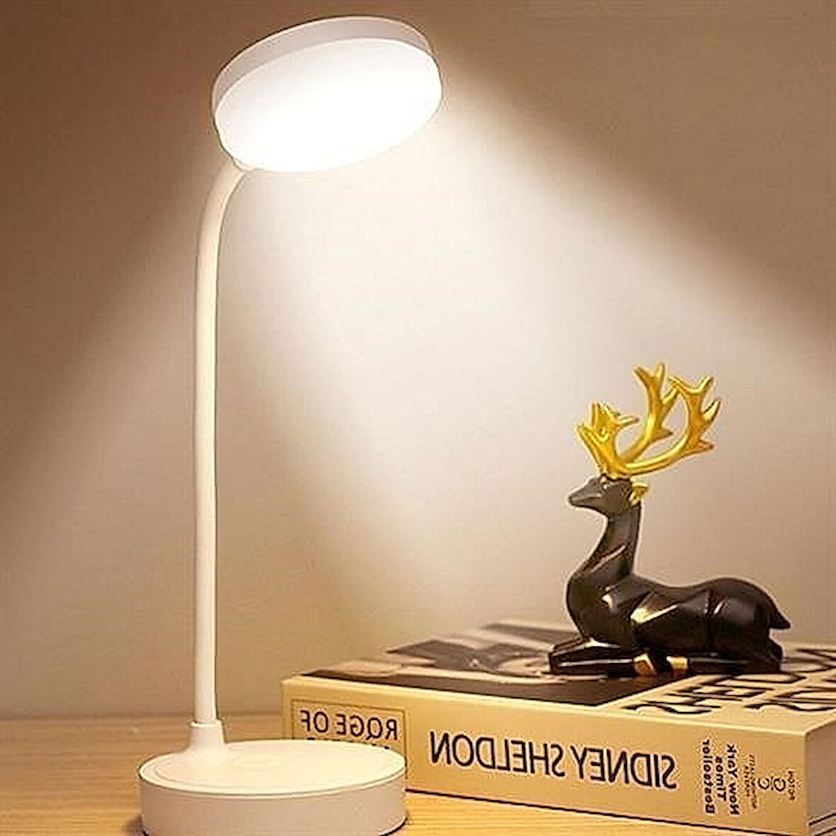 USB Şarjlı Dokunmatik Led Masa Lambası – Yuvarlak Tabanlı, 3 Kademeli, 360° Ayarlanabilir, Göz Korumalı