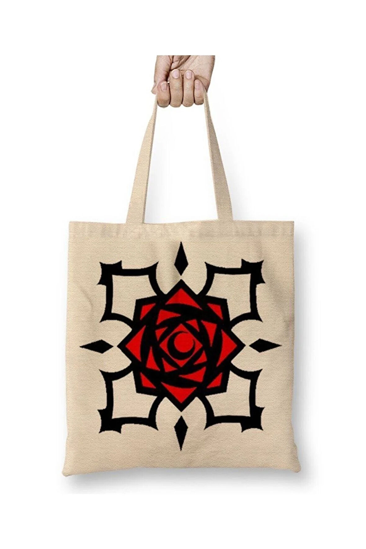 Vampire Knight Logo Beyaz Bez Çanta Uzun Saplı Alışveriş Çantası Plaj Çantası