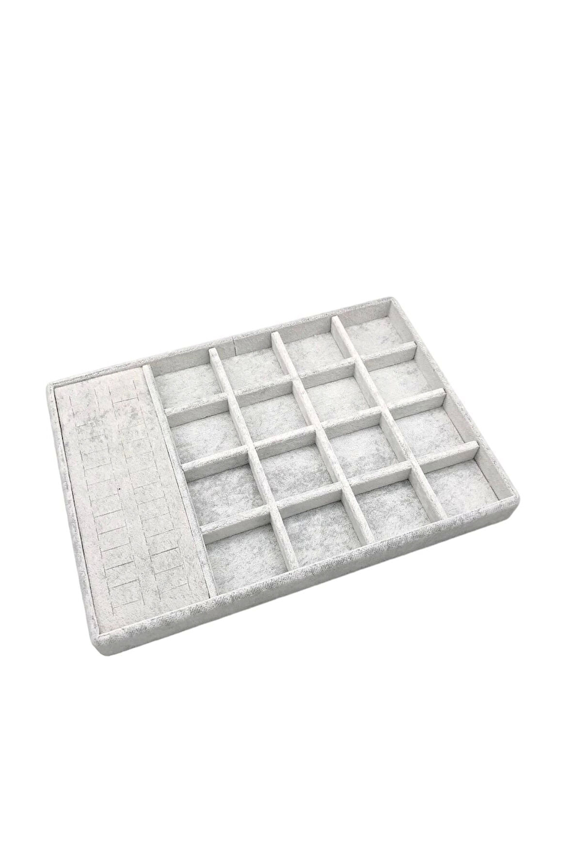 Yerli Üretim Amsterdam Model Süet Kumaş Gri Renk 34/24 Cm Çekmece Ici Takı Standı
