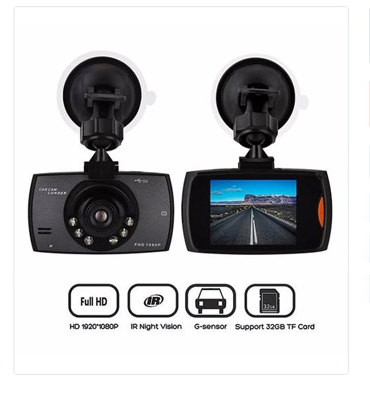 32GB Destekli Araç Içi Kamerası 1080P Full HD 2.7' Ekranlı Tekli Araç Kamerası-pm-5370