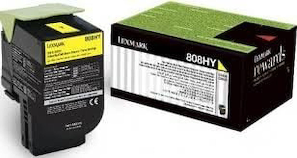 Lexmark 80C8HY0 (808HY) Sarı Yellow Orjinal Toner Yüksek Kapasite CX410 / CX510