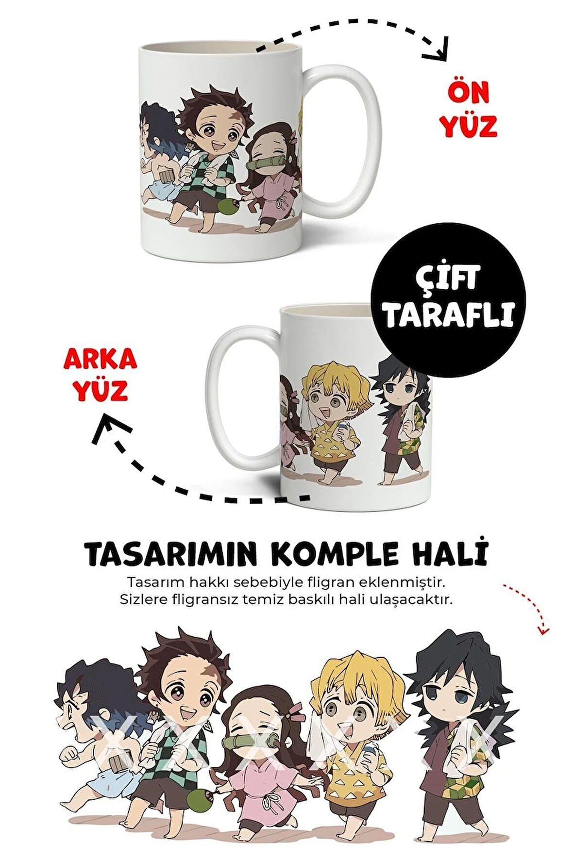 Demon Slayer Karakterleri Beyaz Kupa Bardak Arkadaşa Sevgiliye Hediye