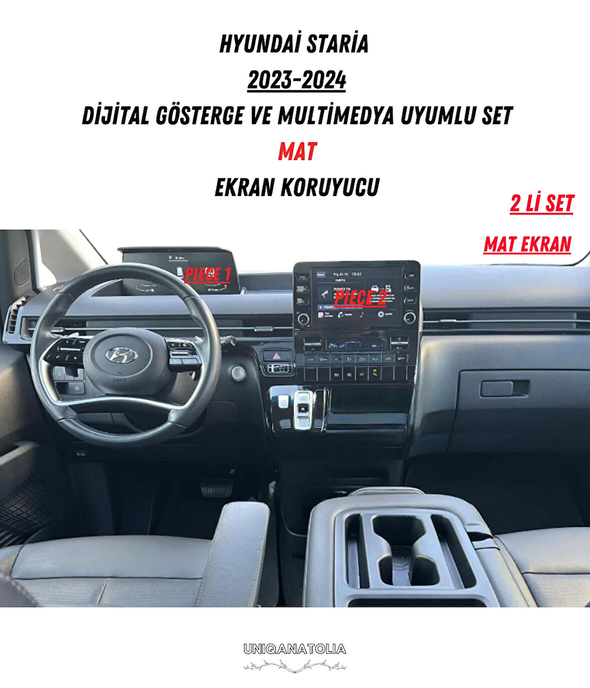 Hyundai Staria 2023-2024 Dijital Gösterge Ve Multimedya Uyumlu Set Mat Ekran Koruyucu
