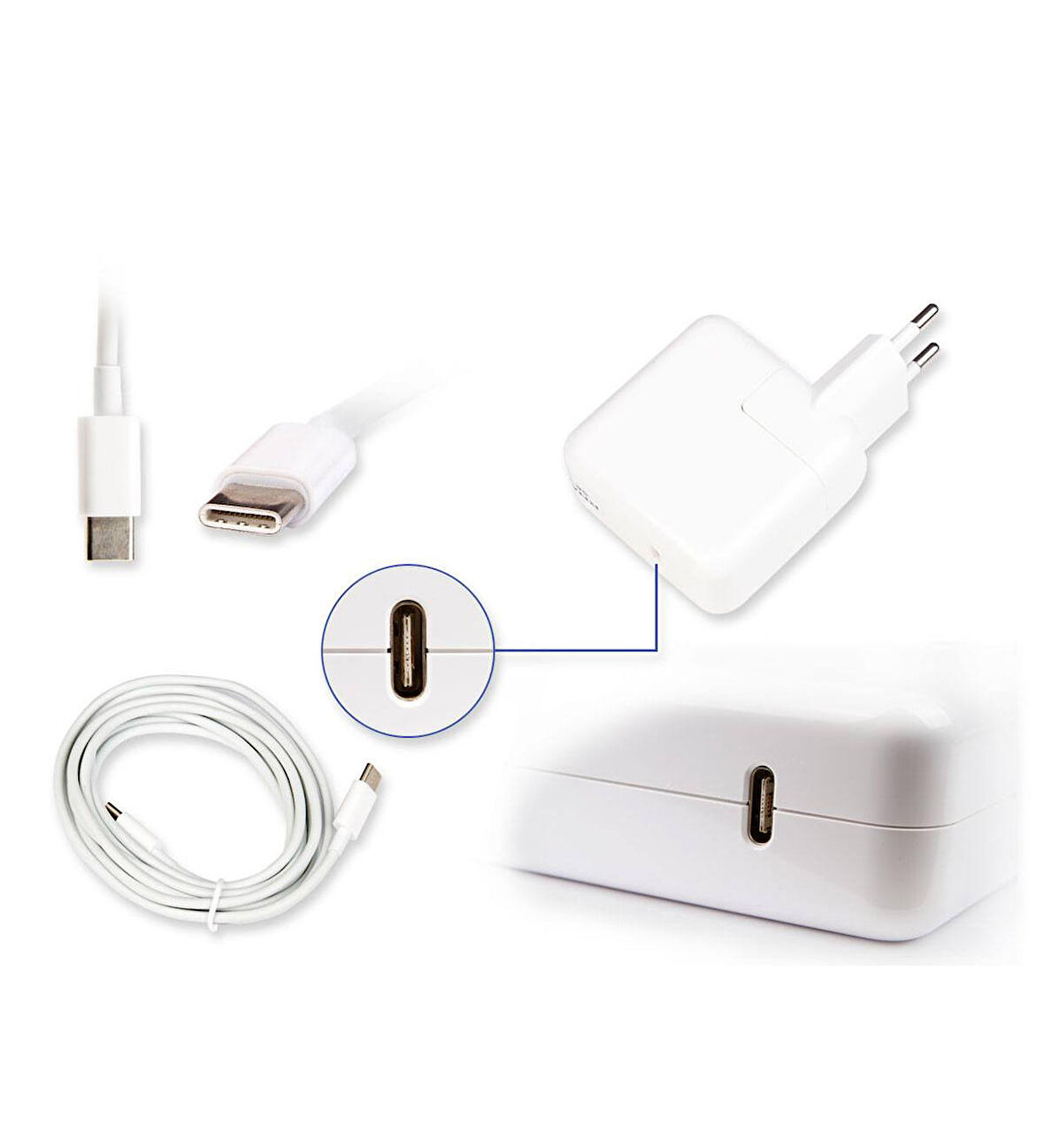 Apple MacBook 29W USB-C PD Şarj Notebook Adaptör Laptop Şarj ( Apple Uyumludur.)