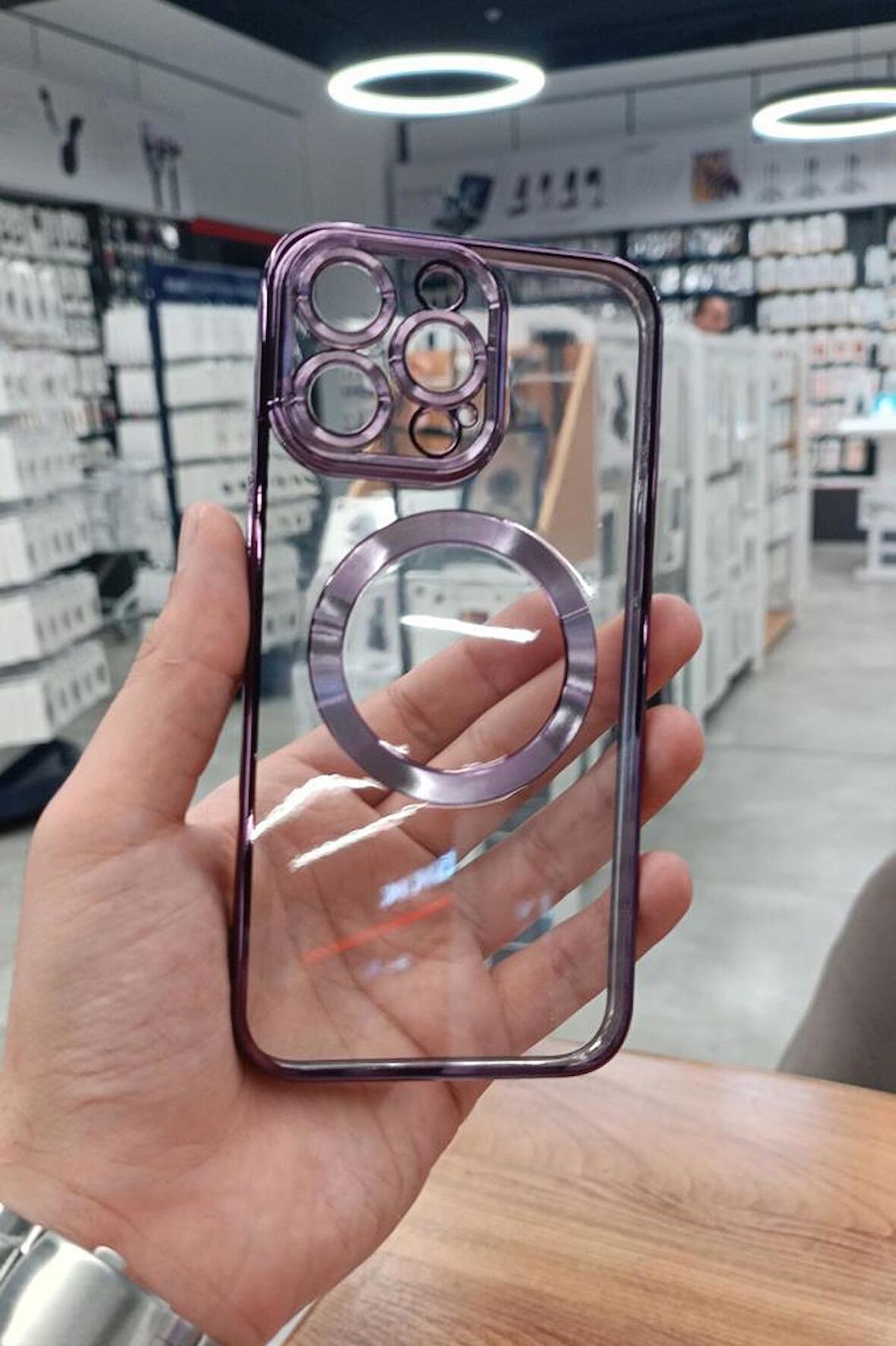 iPhone 15 Pro Kılıf Köşeleri Renkli Şeffaf Kamera Korumalı Magsafe Lüx Kılıf