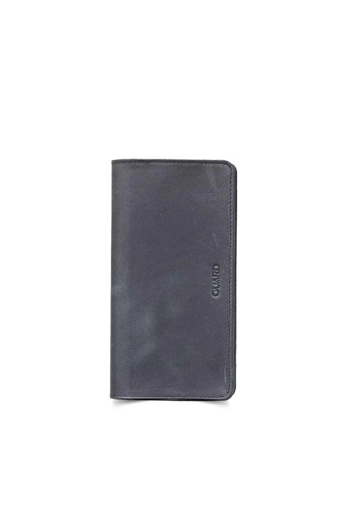 Guard Antik Siyah Telefon Girişli Deri Erkek/Kadın Portföy Cüzdan