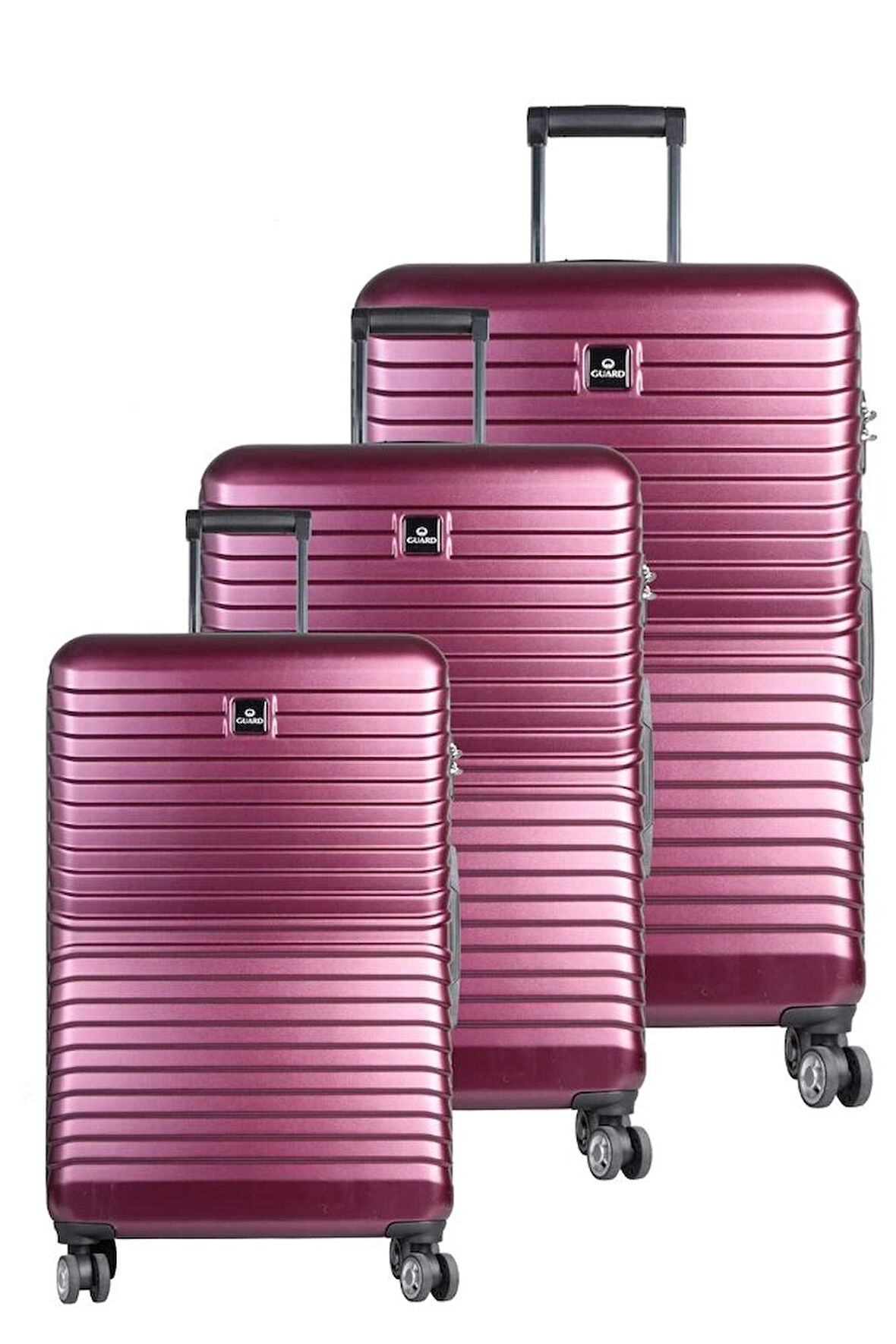 Guard Polikarbon Kırılmaz Bordo Seyahat Valizi 3'lü Set