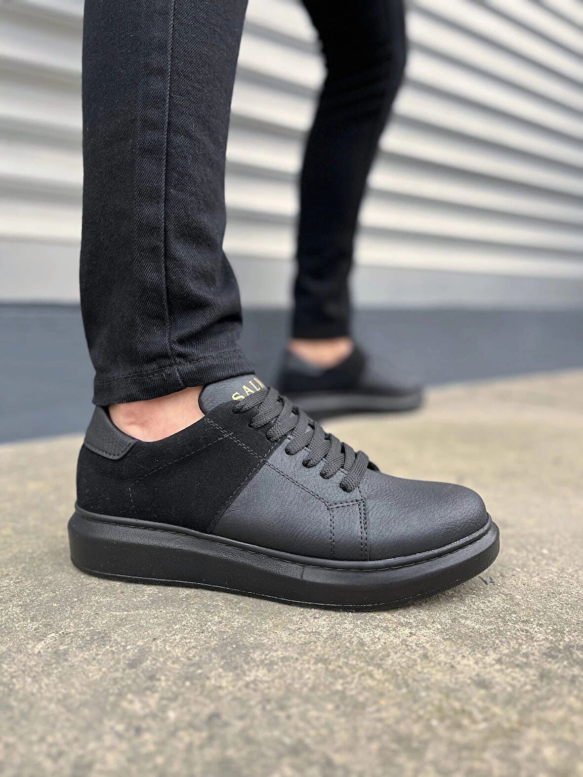 JY151 Boost Bağcıklı Cilt Süet Erkek Günlük Sneaker Ayakkabı CSST - Siyah