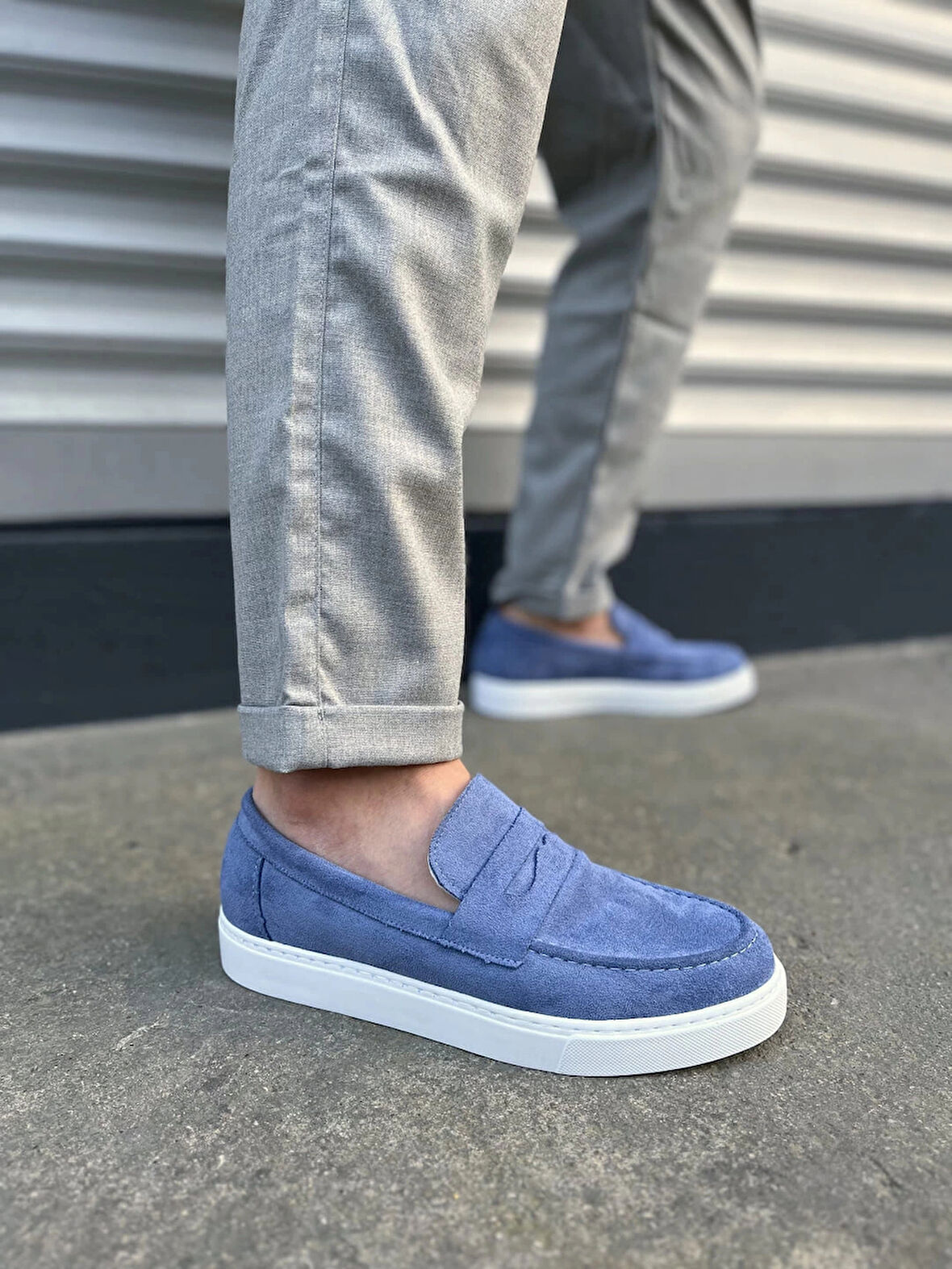 JY180 Estilo X Bağcıksız Süet Erkek Günlük Spor Klasik Ayakkabı SBT - Mavi