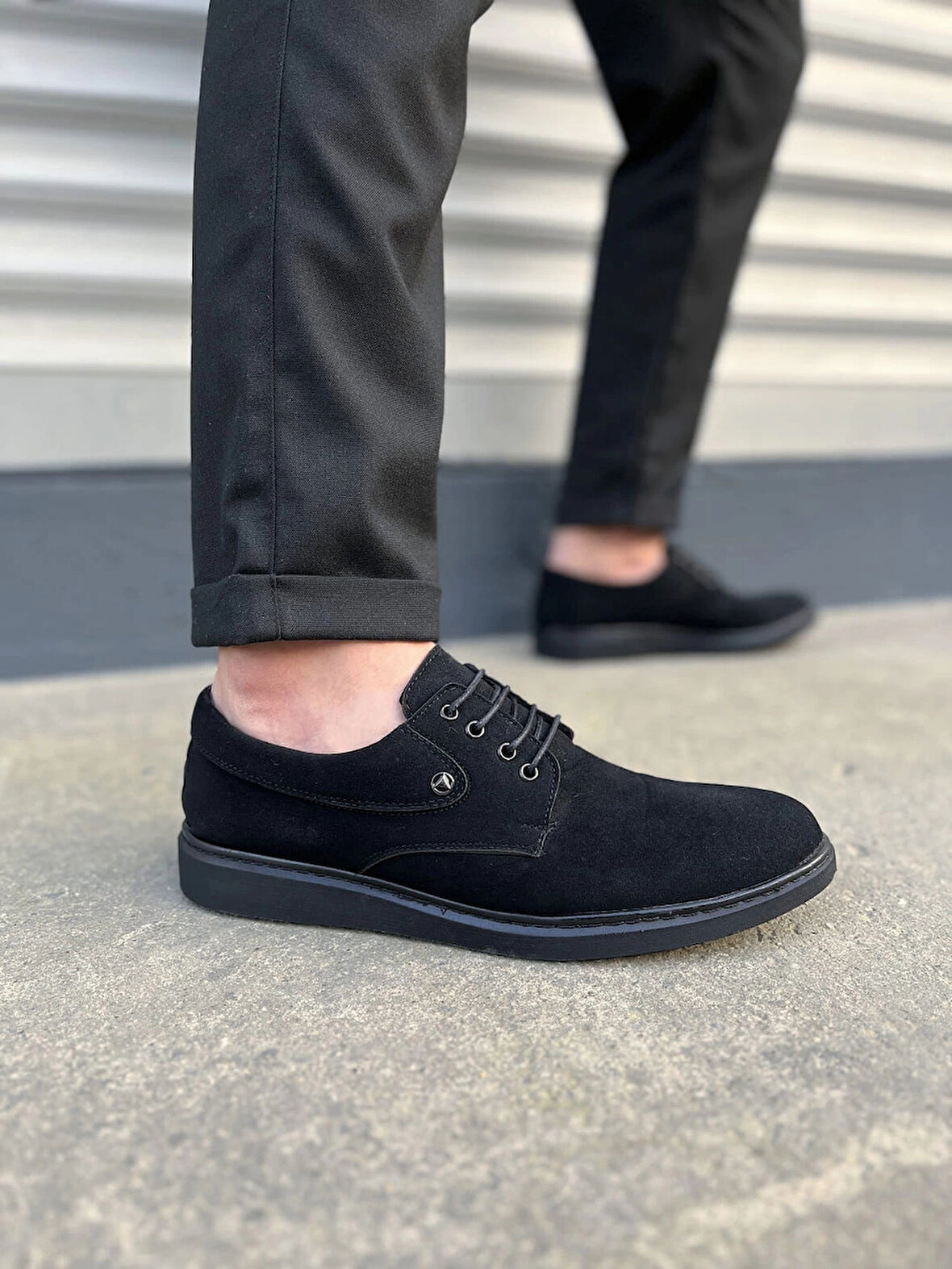 JY0610 Clasico Bağcıklı Süet Erkek Günlük Klasik Ayakkabı SST - Siyah