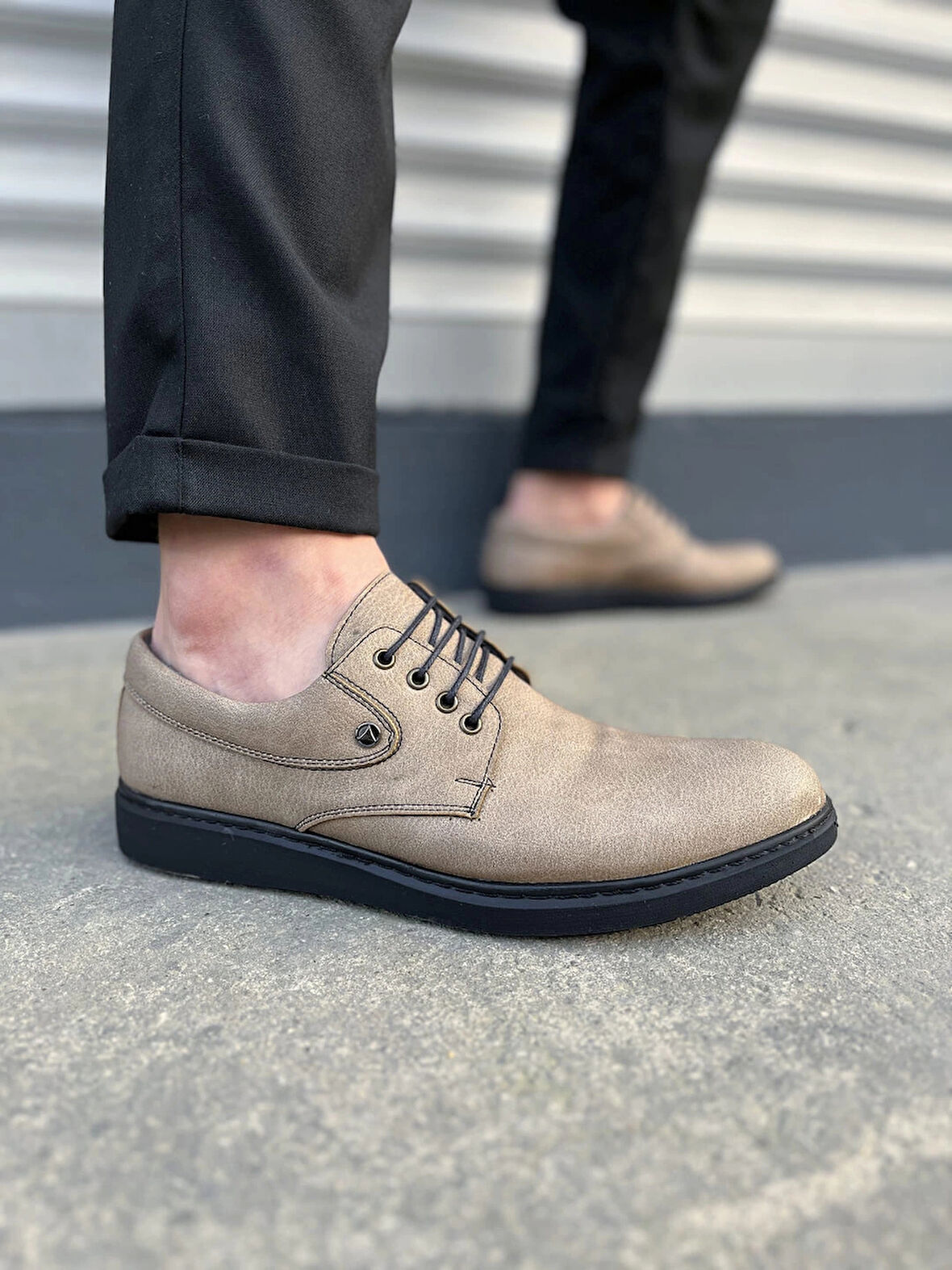 JY0610 Clasico Bağcıklı Cilt Erkek Günlük Klasik Ayakkabı CST - Gri