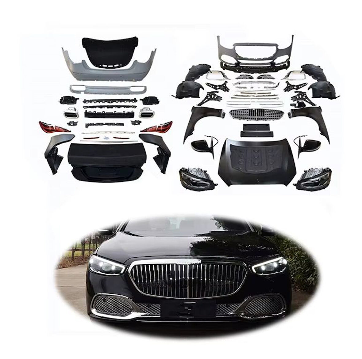 AUTOGP  Mercedes w221 to w223 maybach dönüşüm body kit seti full facelift