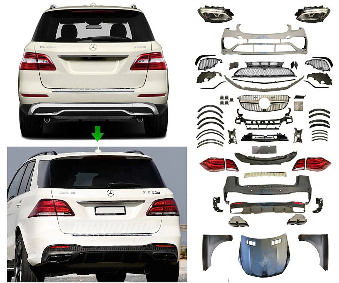 AUTOGP  Mercedes ml w166 gle63 dönüşüm body kit seti full facelift