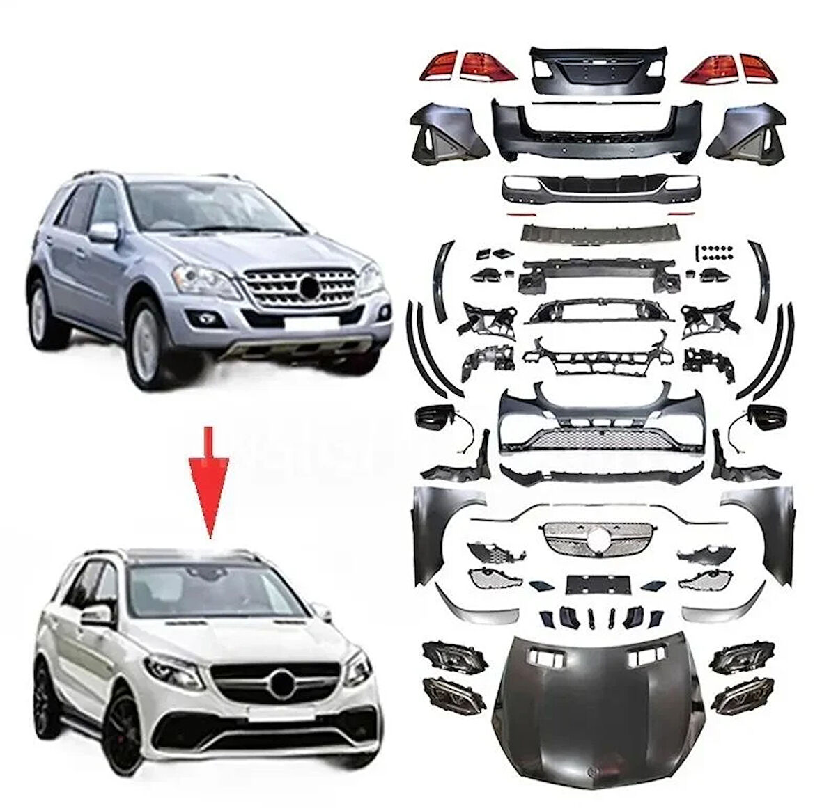 AUTOGP  Mercedes ml w164 to w166 gle63 dönüşüm body kit seti full facelift