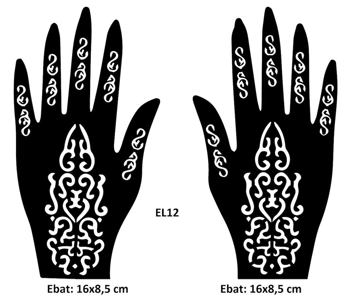 Tribal Dallar El Üstü 2 Adet Kına Kalıbı Kınasız Sadece Desen 