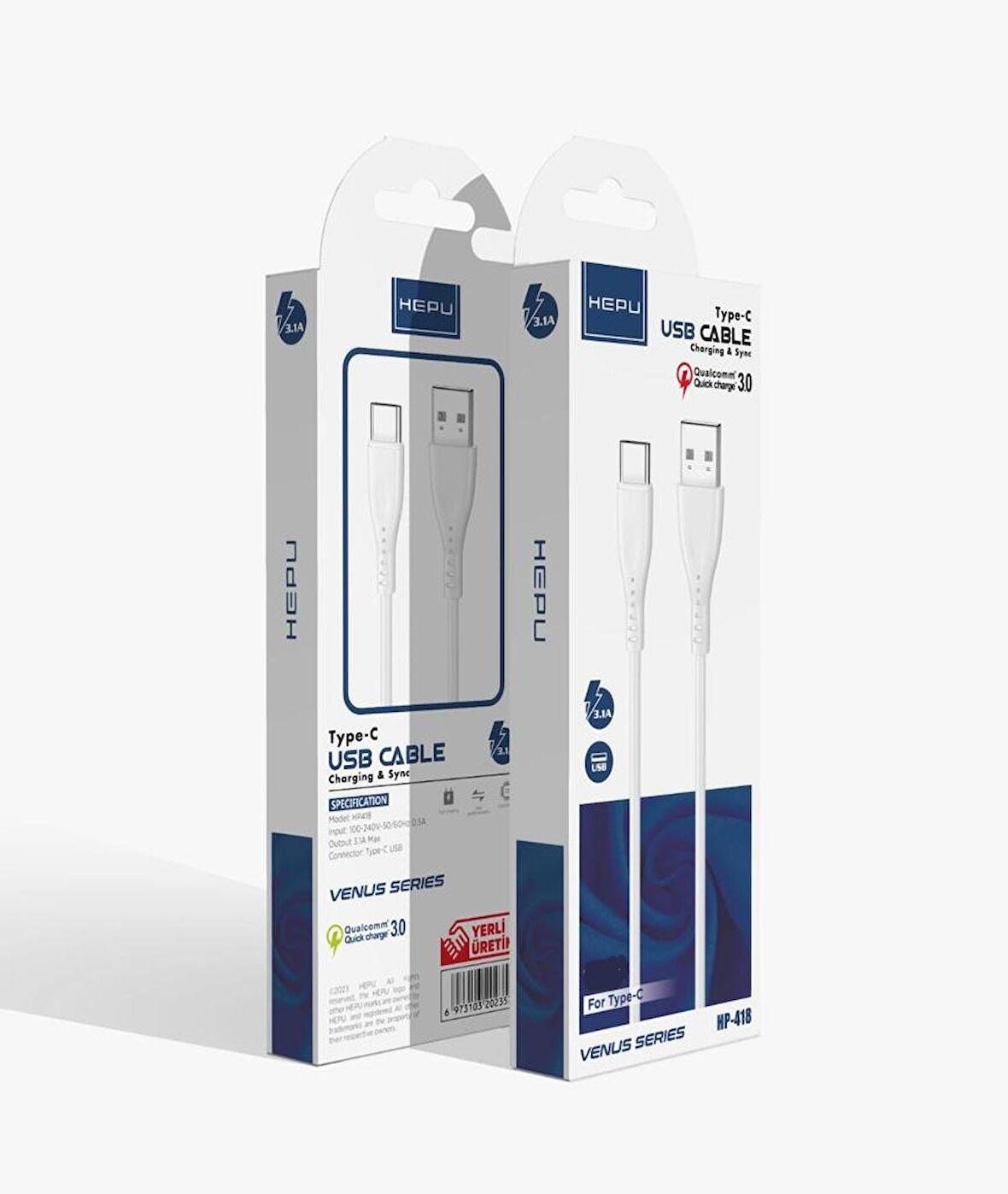 Hepu Type C to Usb 3.1a Qc 3.0 Powerbank Şarj Kablosu 3.1 Amper