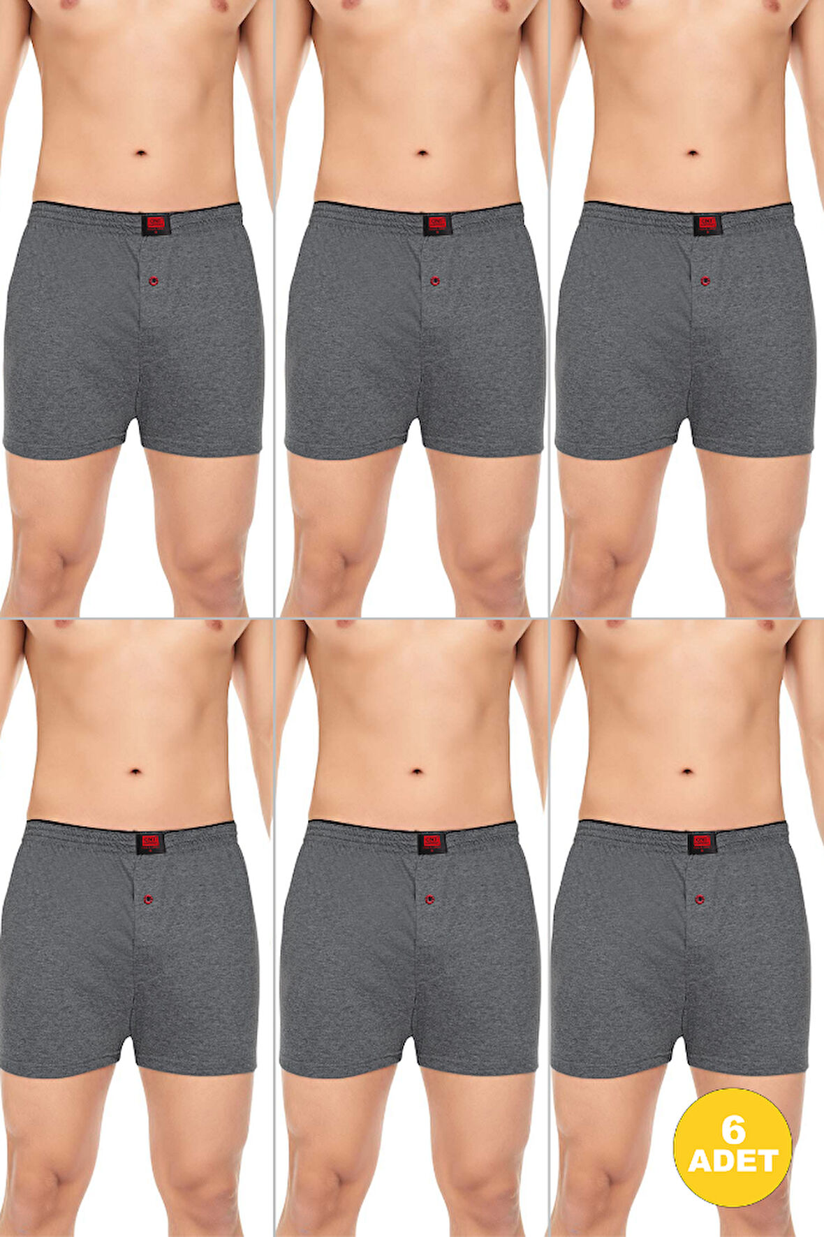Erkek Rahat ve Konforlu Havlu Bel Pamuklu Düğmeli Boxer 6'lı Paket