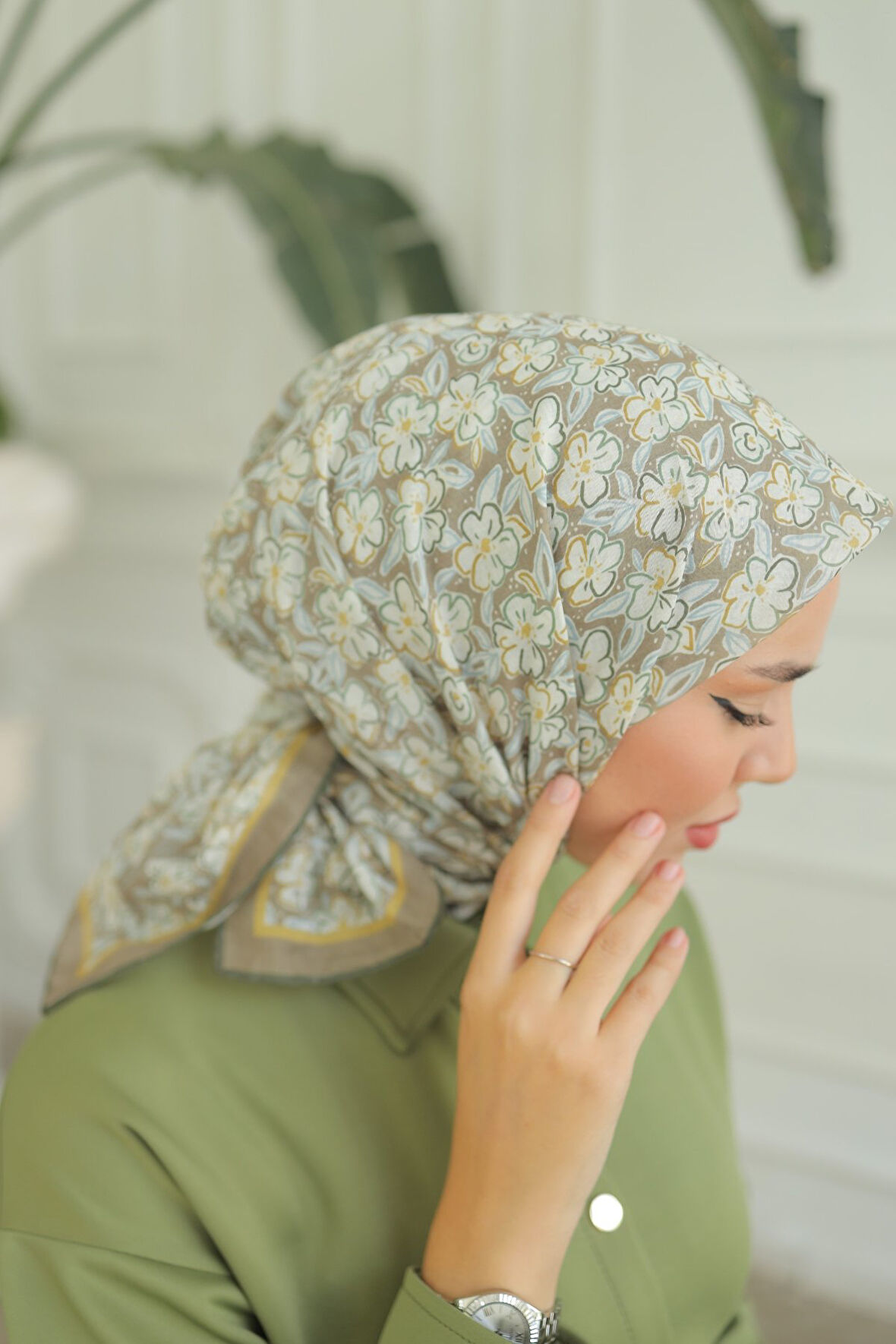 Silk Home Soft Pamuk Eşarp Tozlu Kahve, Yeşil, Bej, Hardal