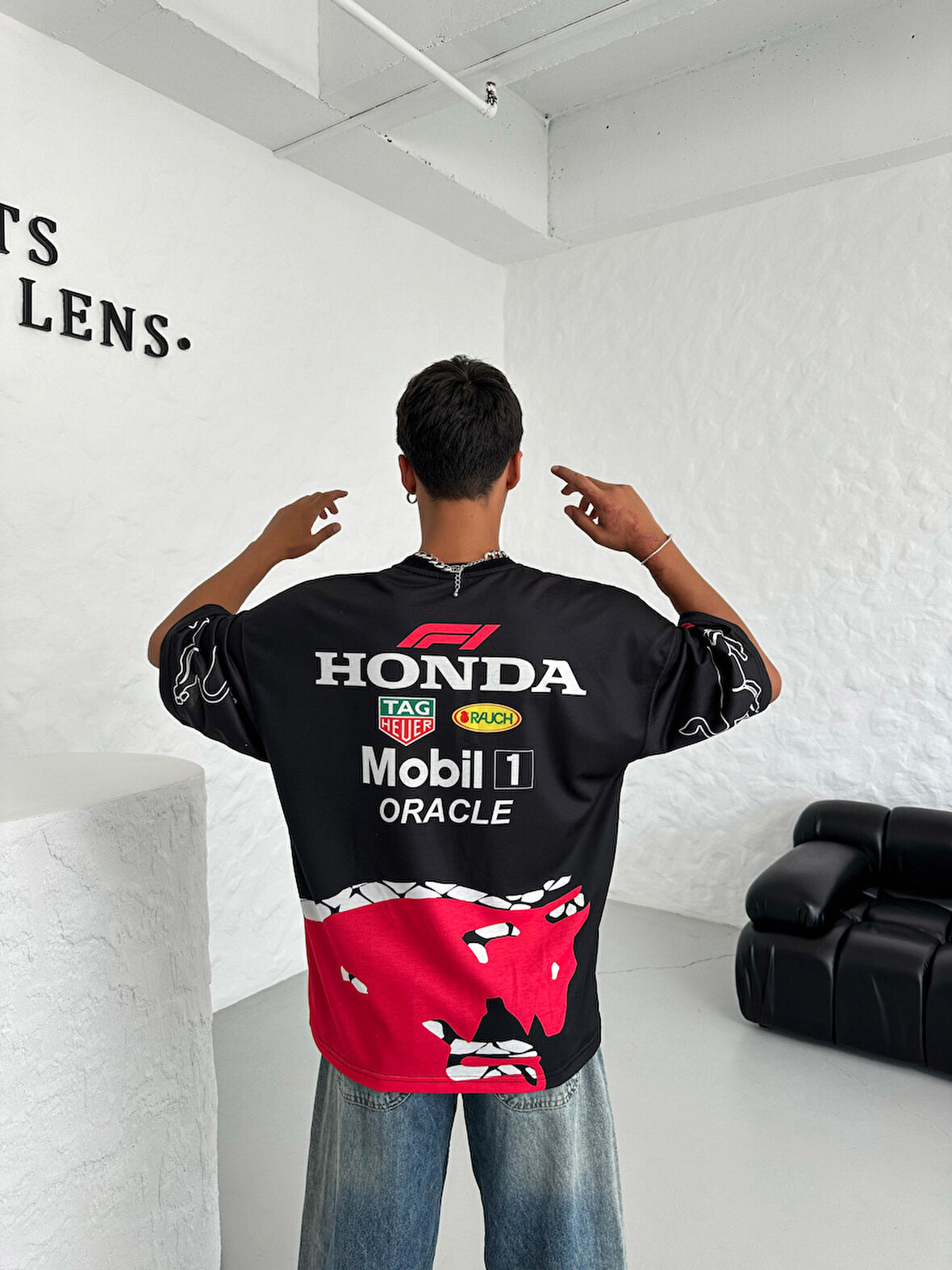 Redbull Baskılı Oversize Unisex T-Shirt