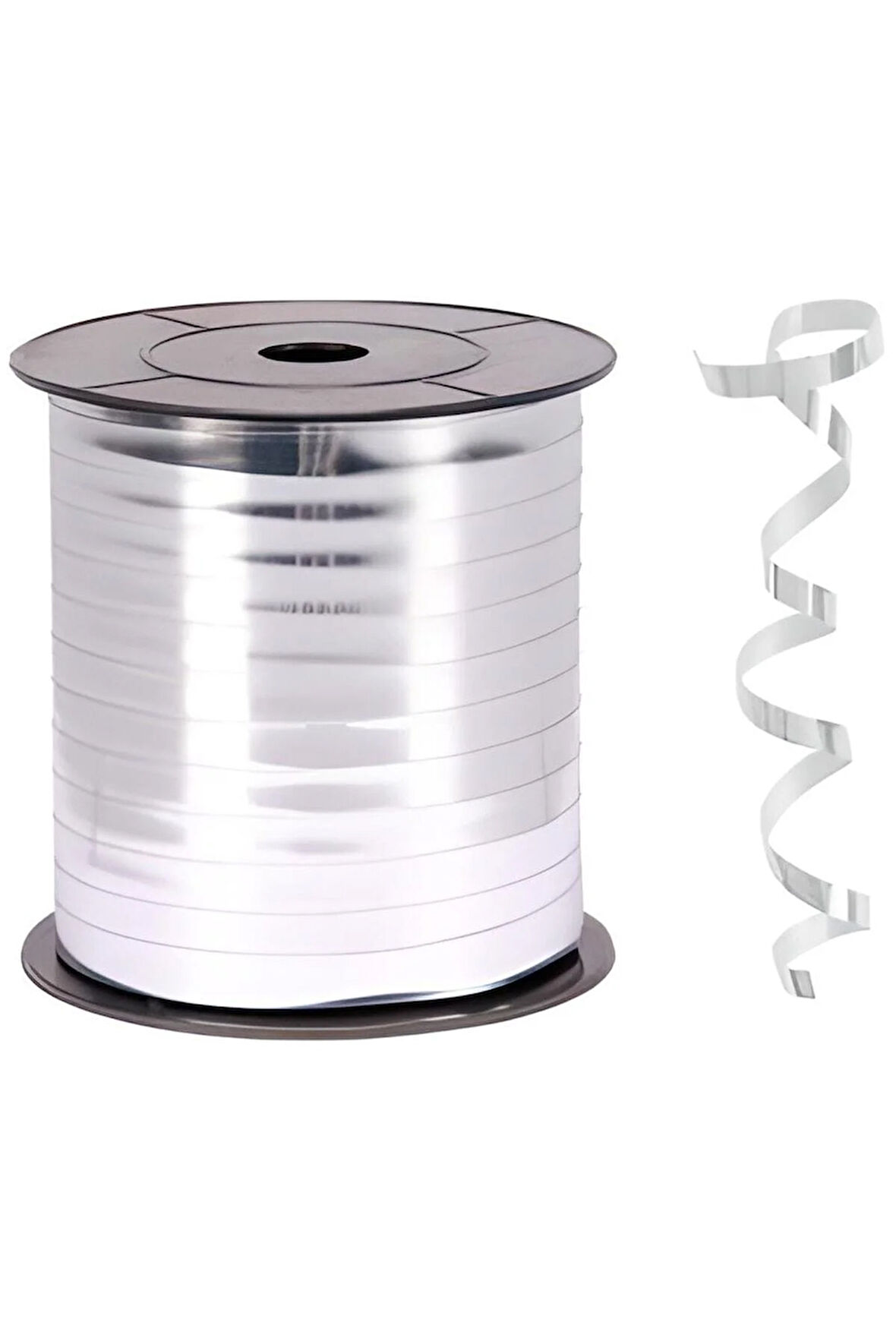 Metallik Gümüş Rafya Şerit 8 Mm X 200 M