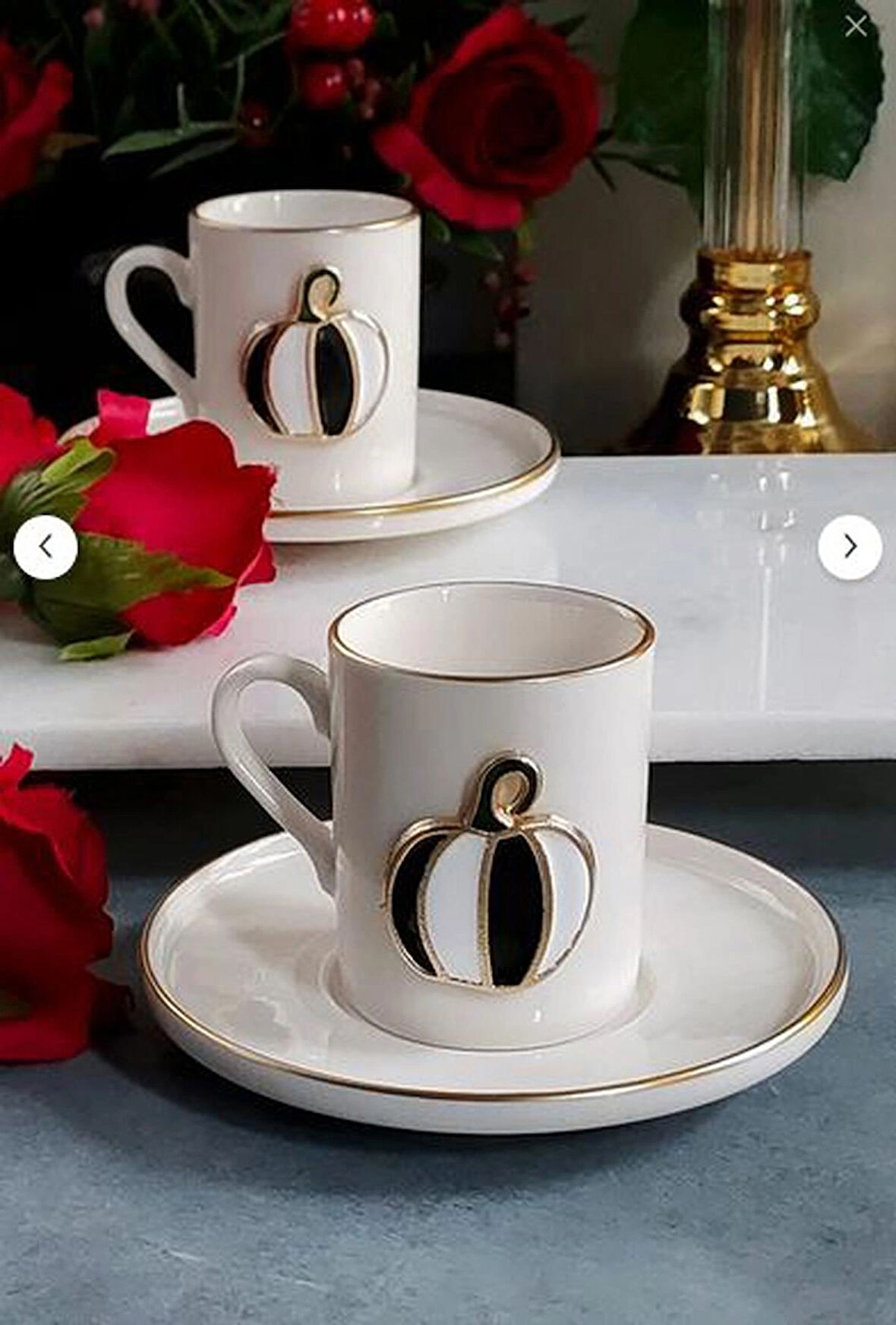 Fine Living BLACK-WHİTE PUMPKİN 4 PARÇA 2 KİŞİLİK KAHVE FİNCANI