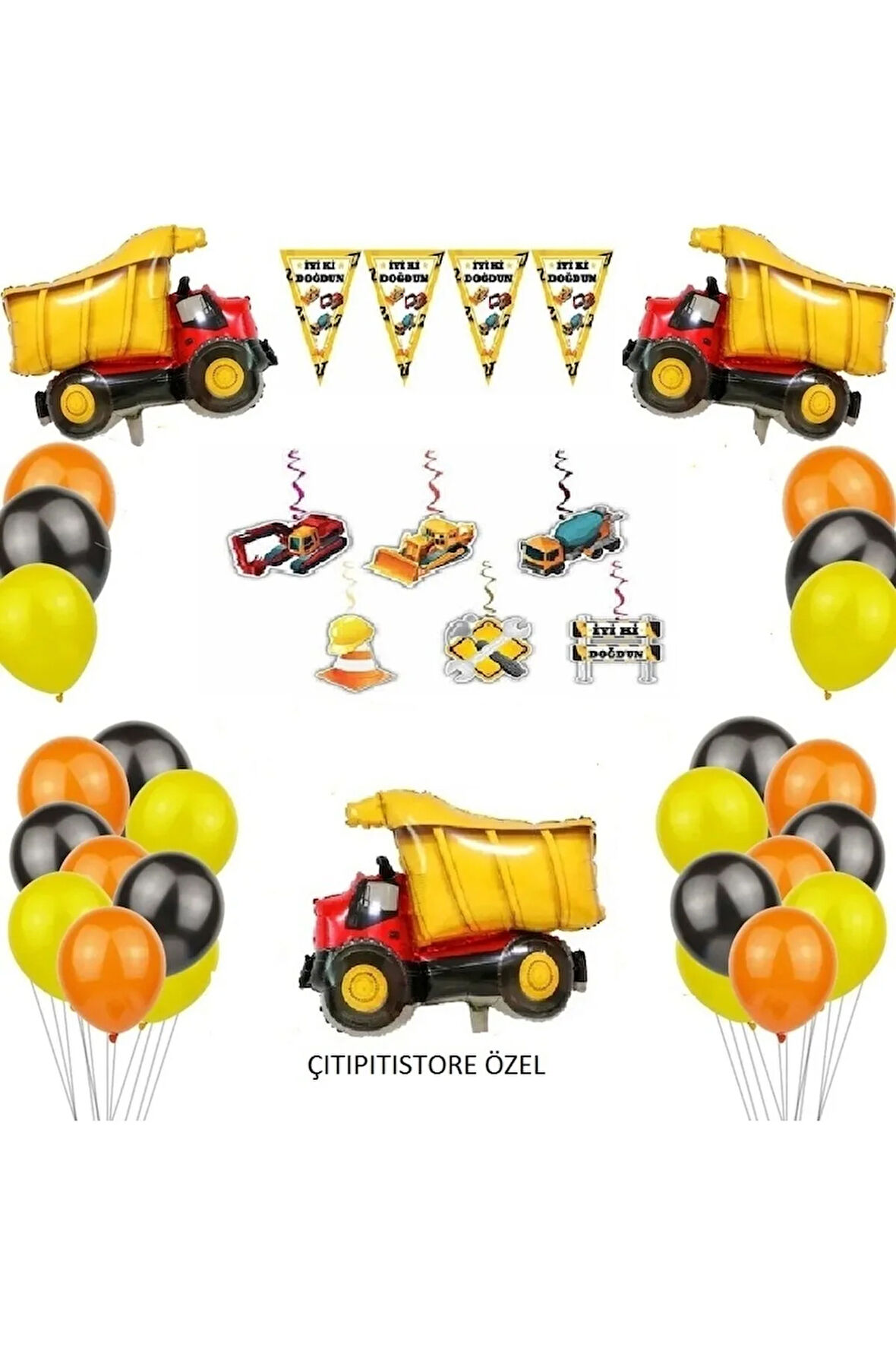 Çıtıpıtıstore Inşaat Temalı Folyo Balonlu Balon Set