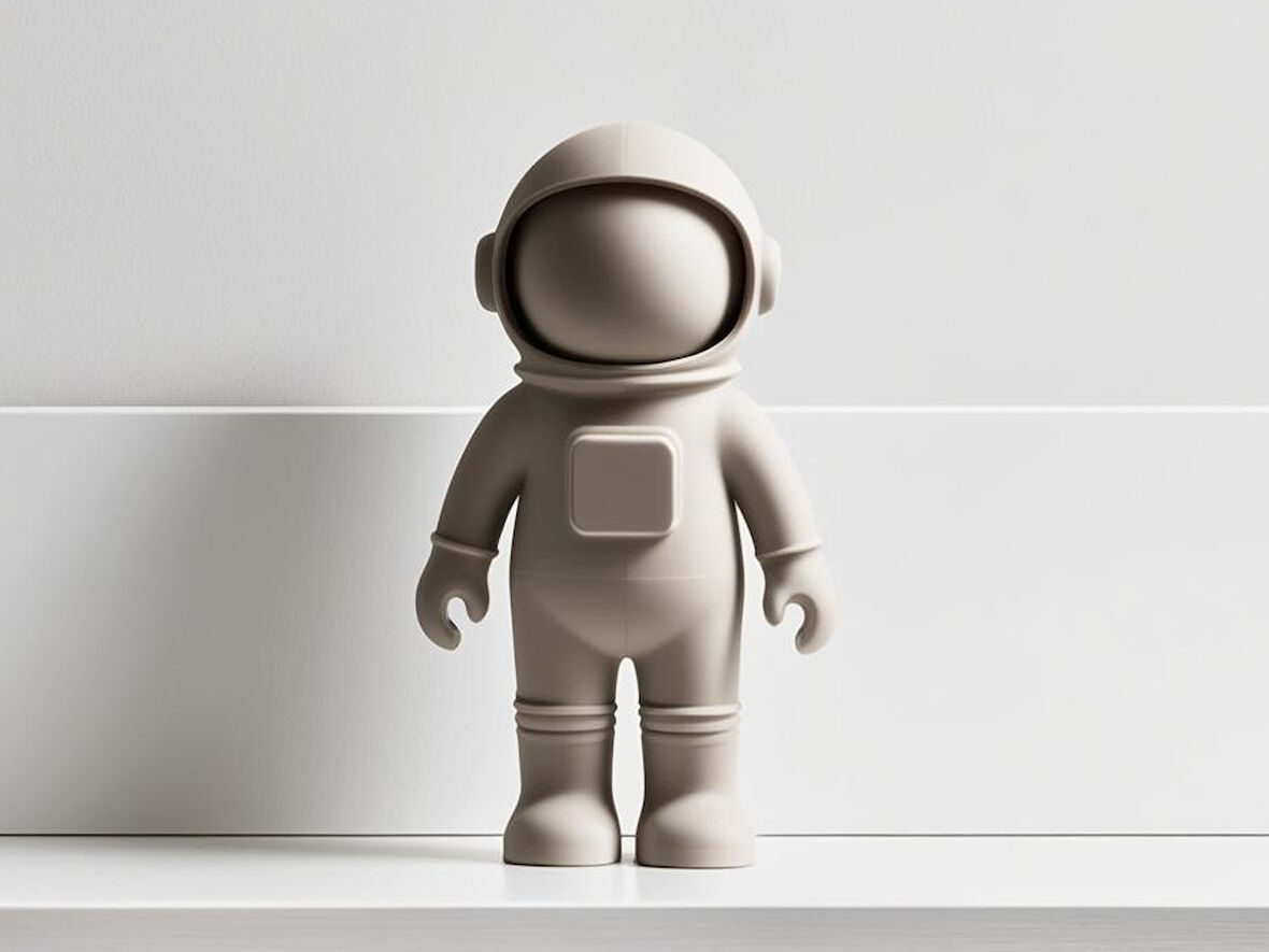 Astronot Oyuncak Beyaz PLA Doğal MAlzeme 13CM