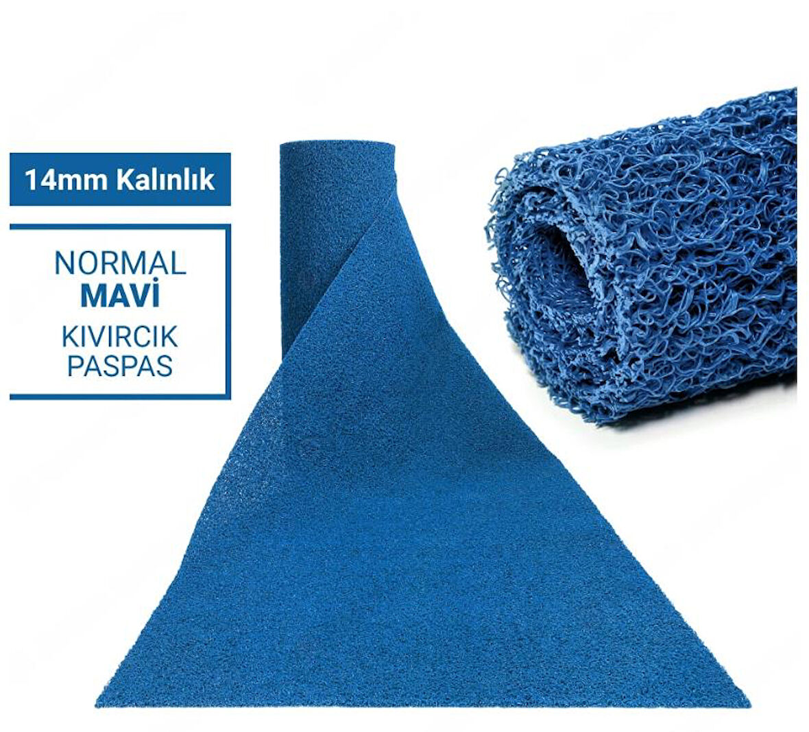 120X80CM MAVİ KIVIRCIK PASPAS-HALI KAYMAZ YOLLUK LİDYA 14MM