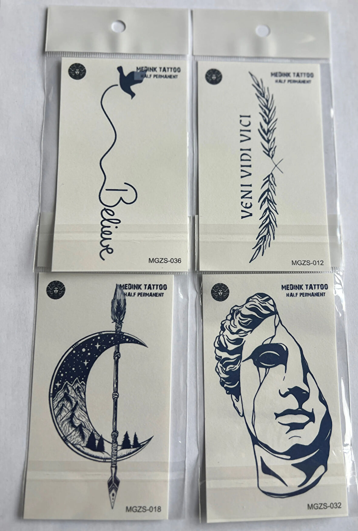 Zafer 4 Adet Minimal 11x8 cm 3 Hafta Kalıcı Yarı Kalıcı Geçici Dövme