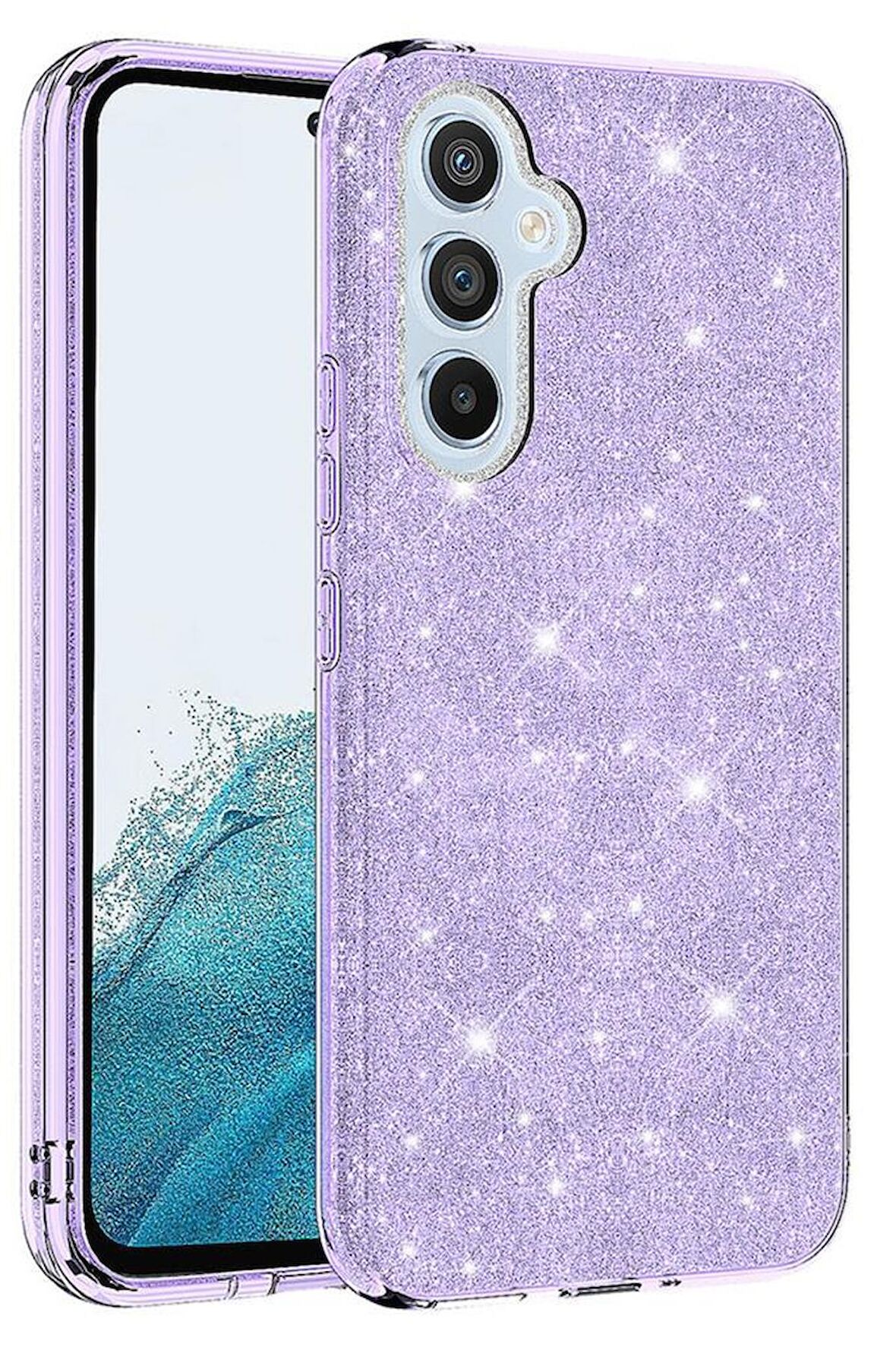 Galaxy A54 Kılıf Simli Renkli Silikon 